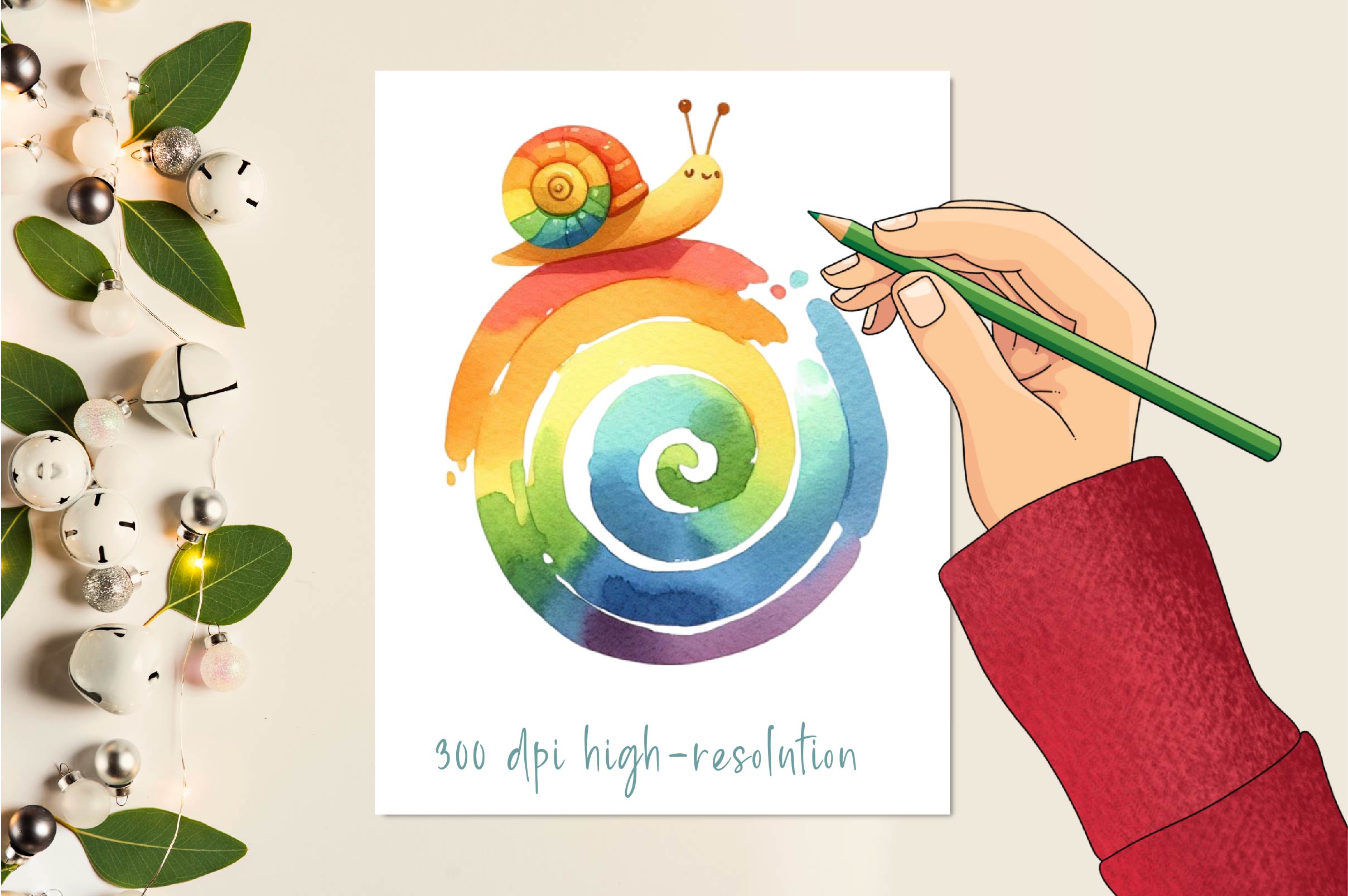 Rainbow Snail Clipart Bundle