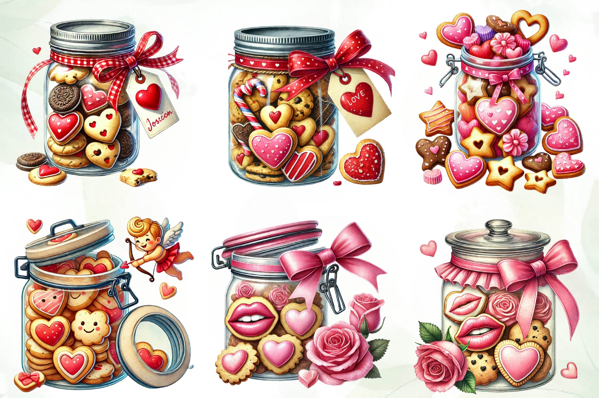 Valentine Valentine Cookie Jar Clipart Bundle