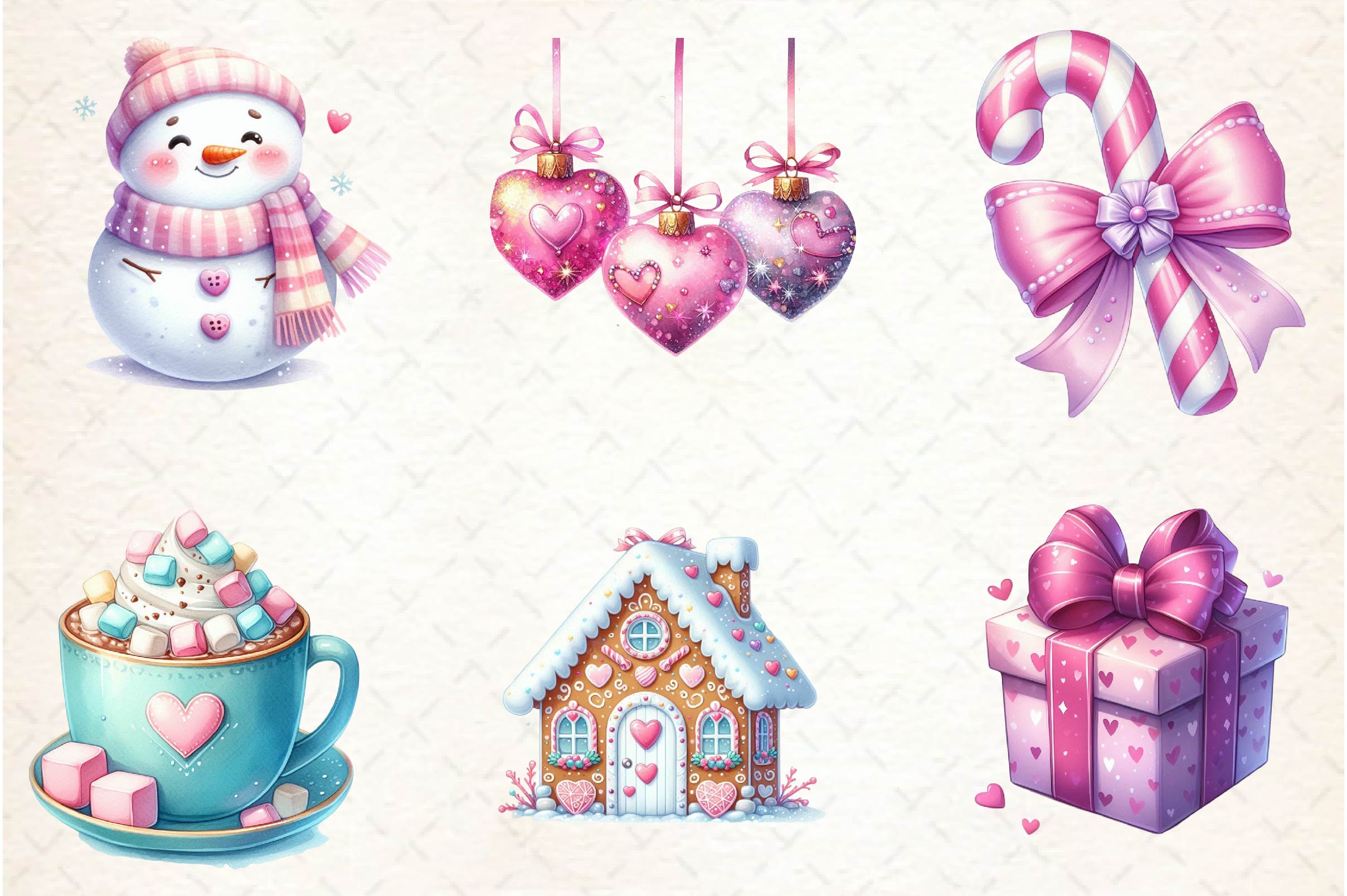 Soft Girl Christmas Clipart Bundle