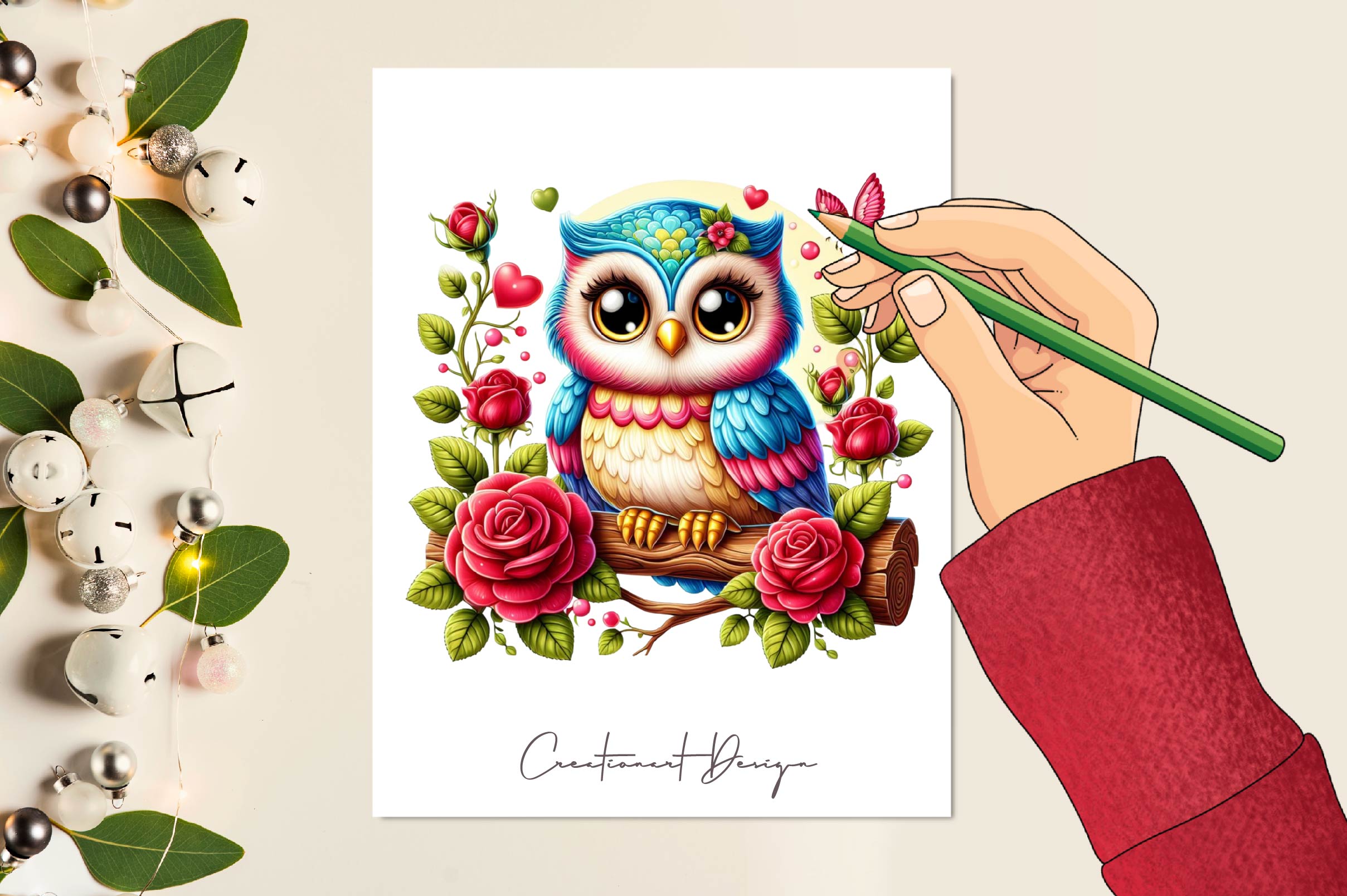 Floral Cute Owl Clipart Bundle