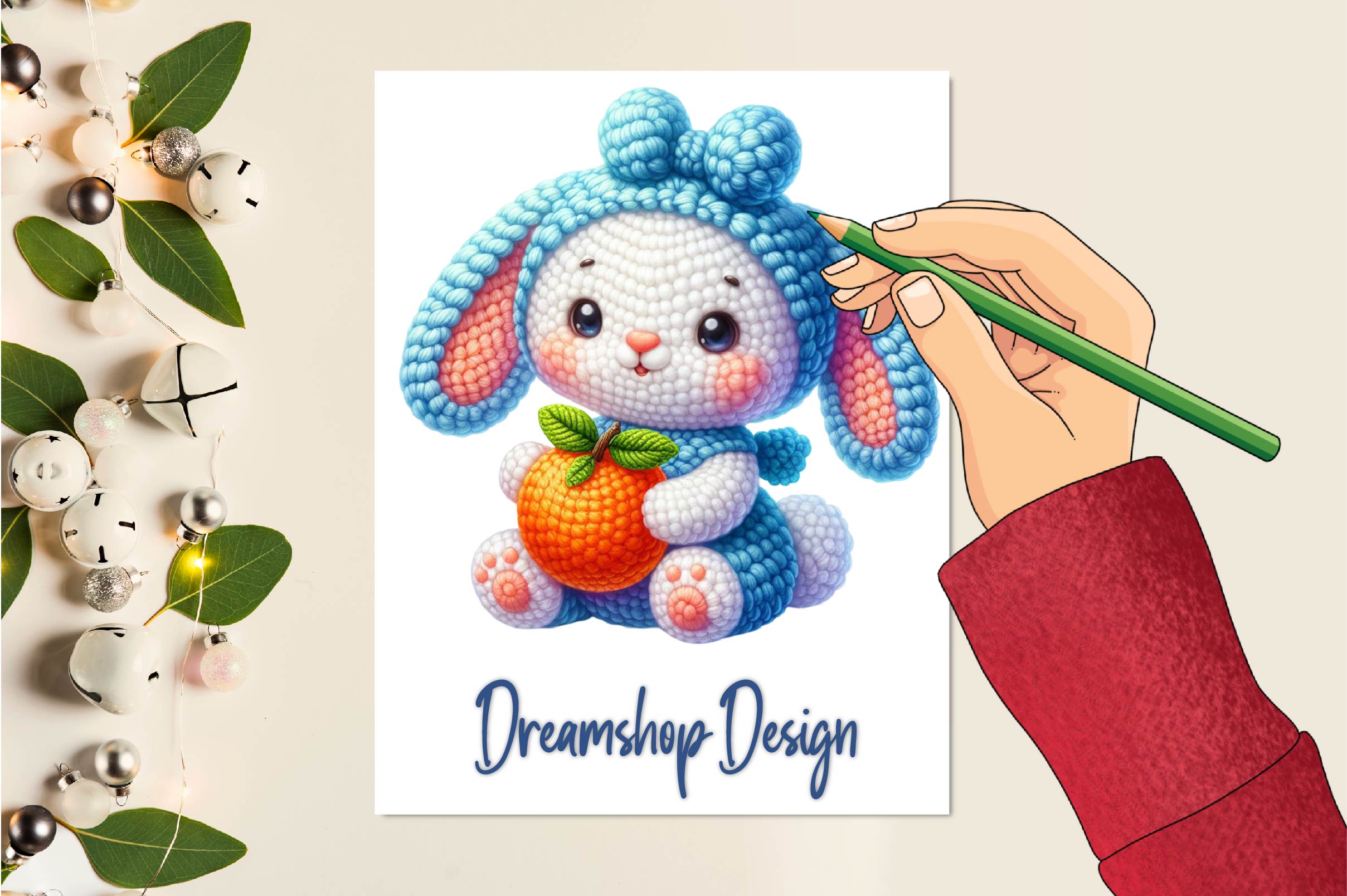 Crochet Bunny With Fruits Clipart Bundle
