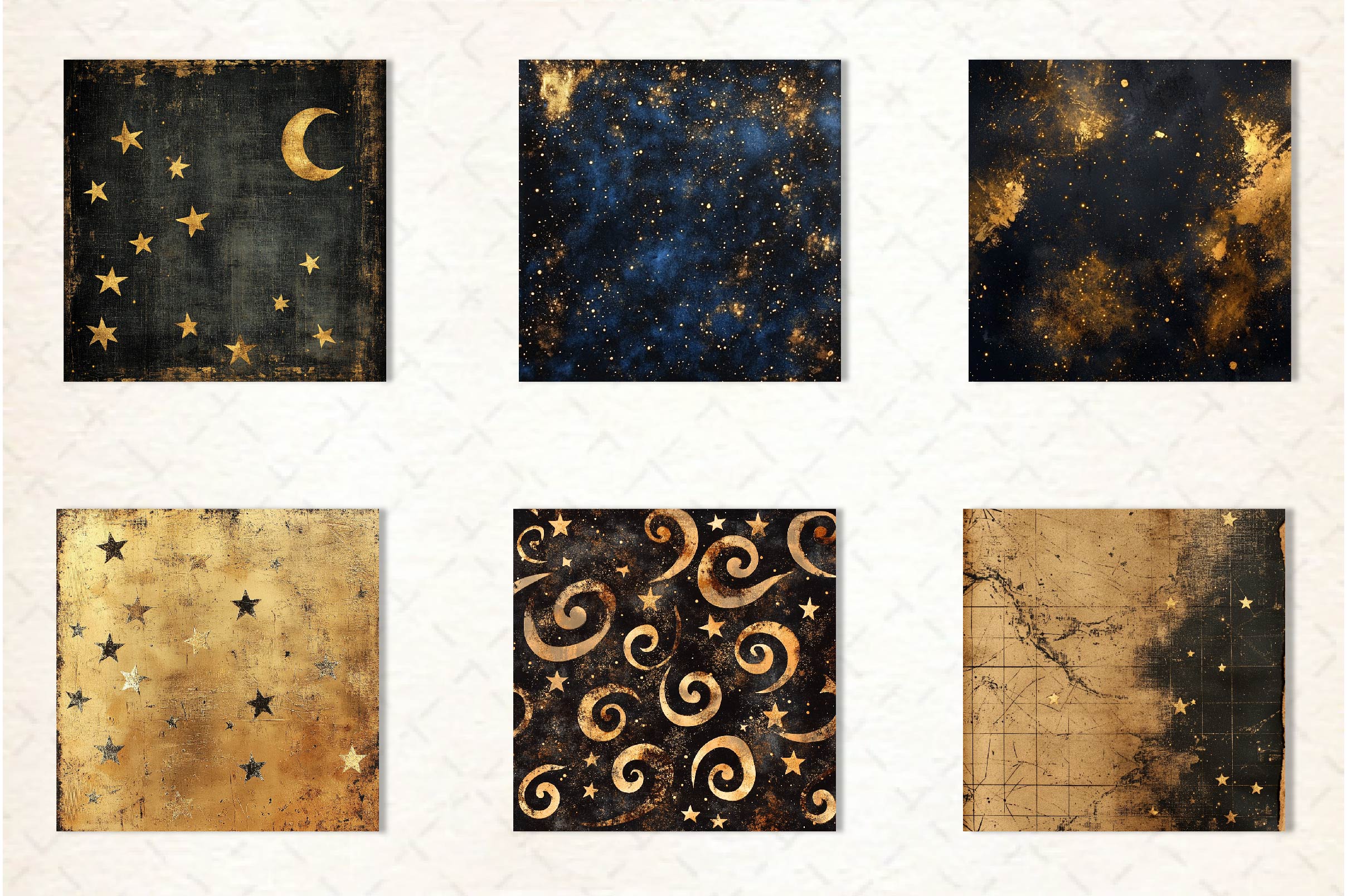 Gold Starry Grunge Digital Paper 1