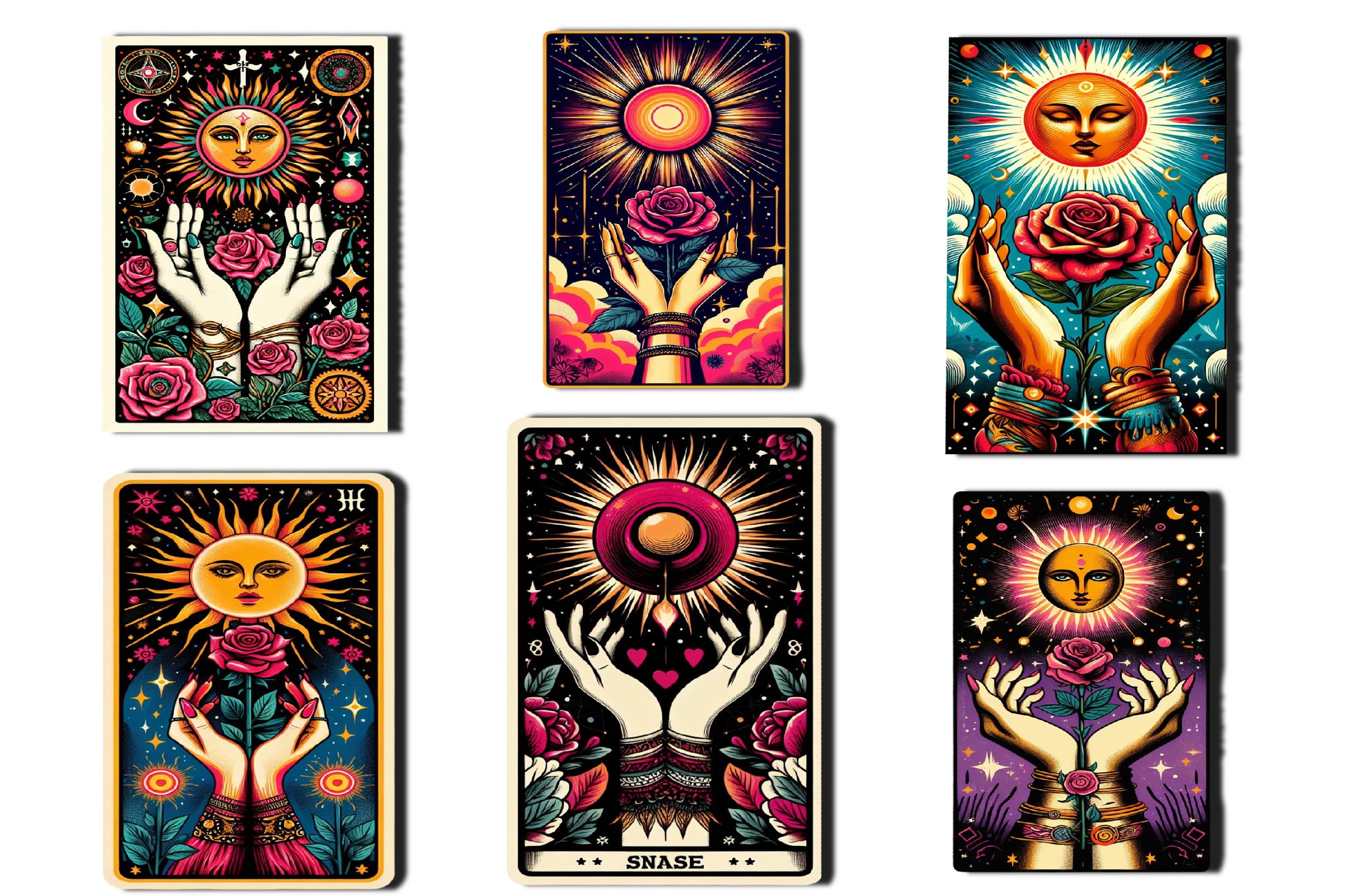 Set Of Mystical Tarot Card Design Clipart Bundle