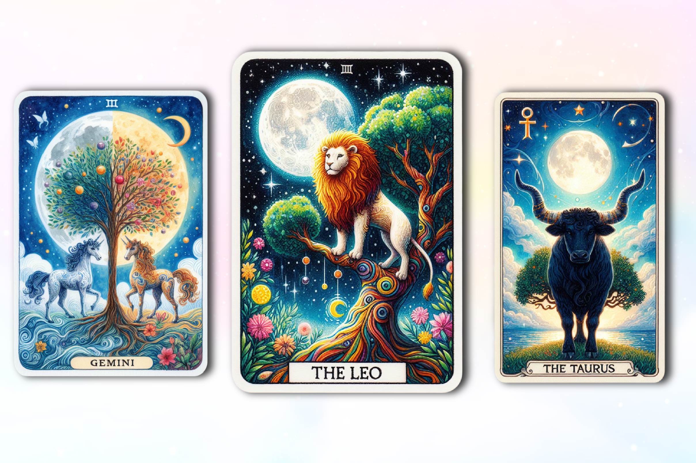 Zodiac Sign Tarot Cards Clipart Bundle