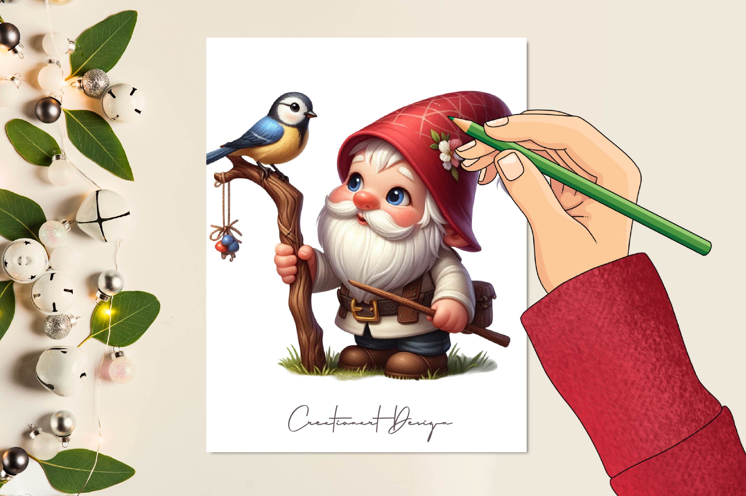 Gnome & Bird Clipart Bundle