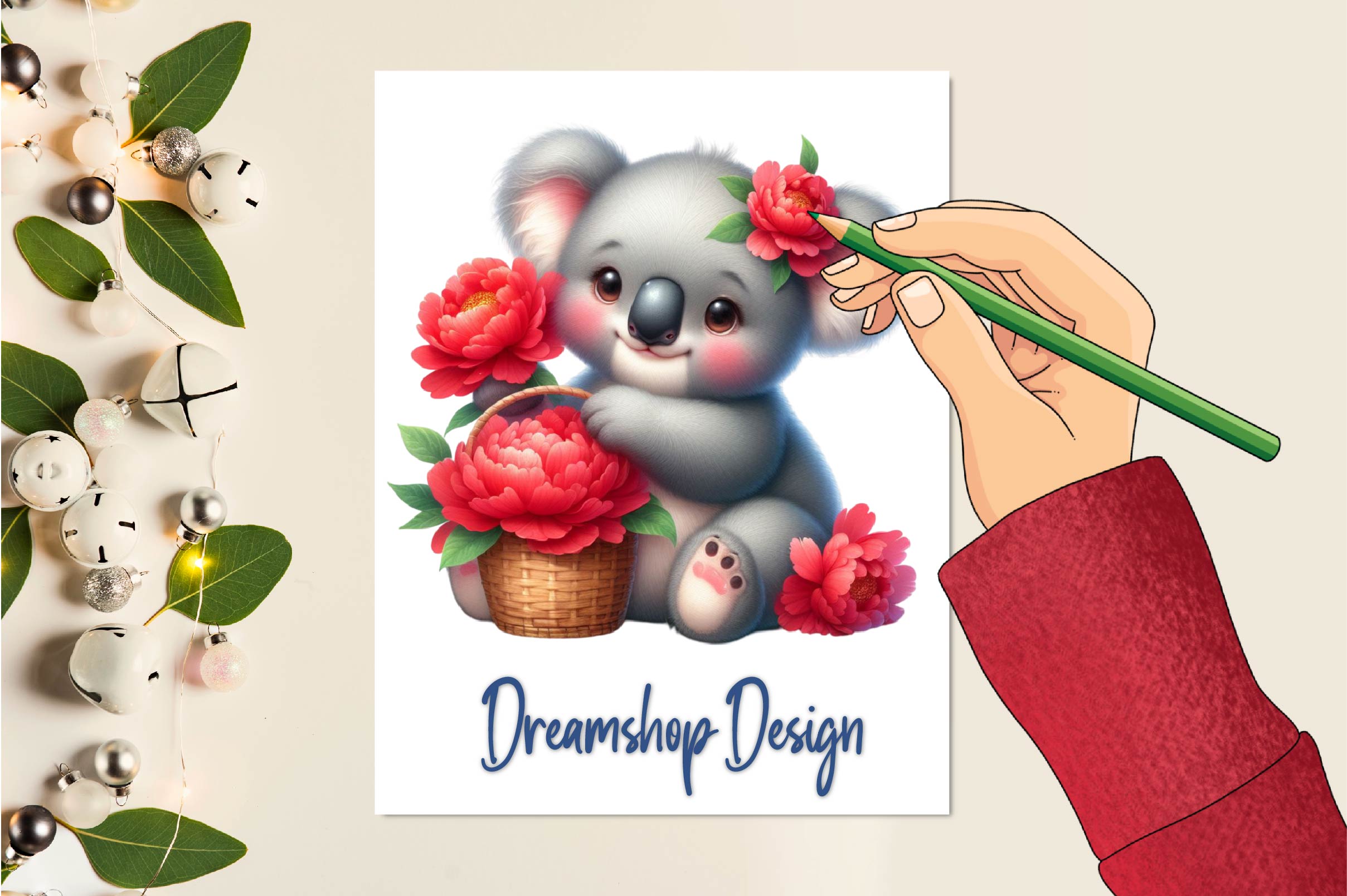 Floral Koala Clipart Bundle