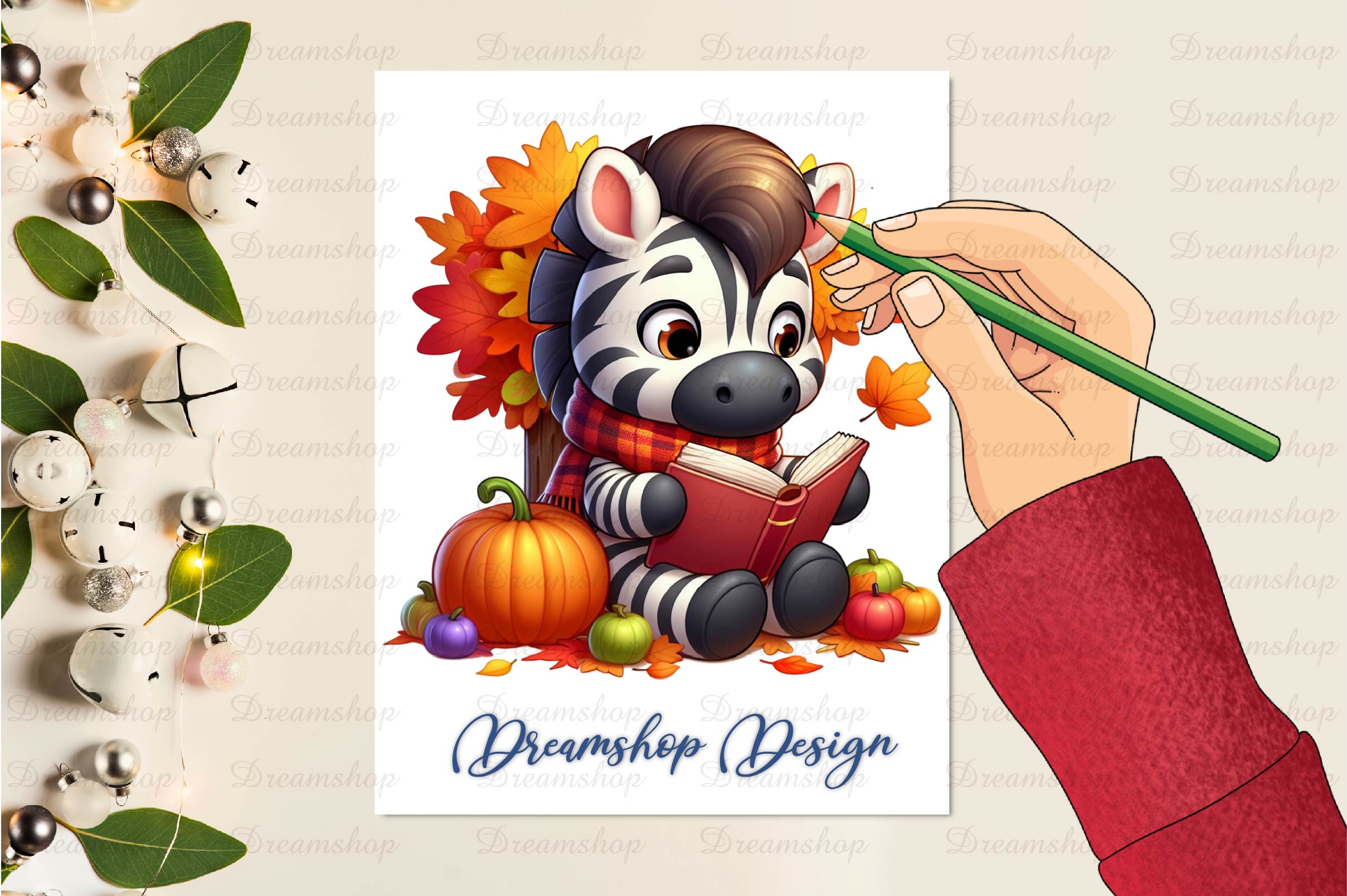 Autumn Cute Zebra Set Clipart Bundle