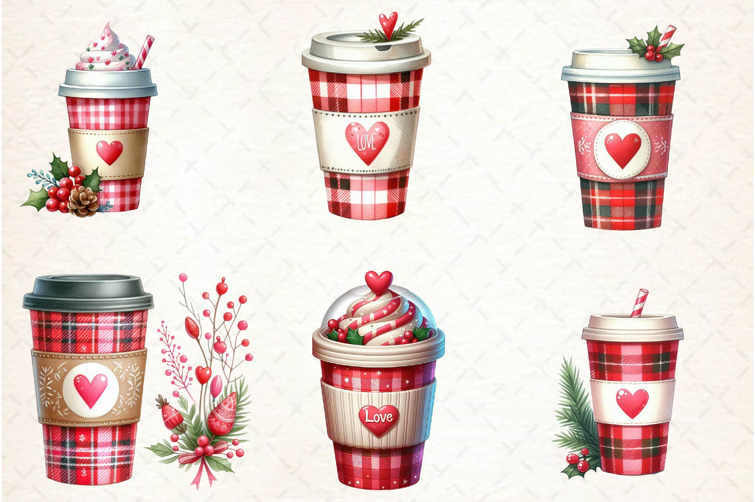 Valentine Festive Coffee Clipart Bundle