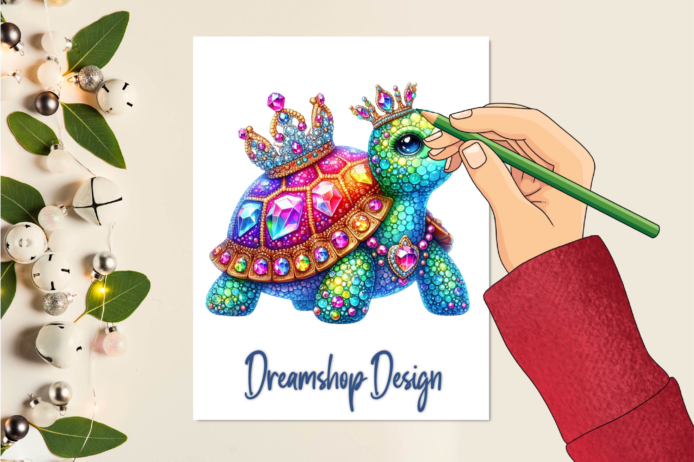 Crystals Sea Turtle Clipart Bundle