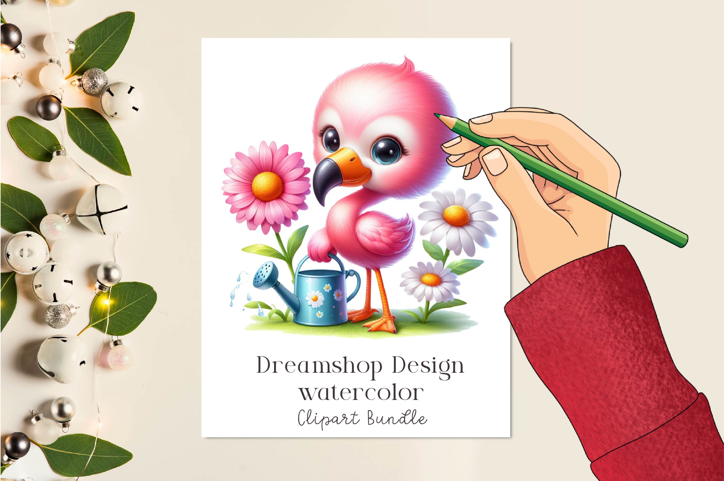 Spring Flamingo Clipart Bundle