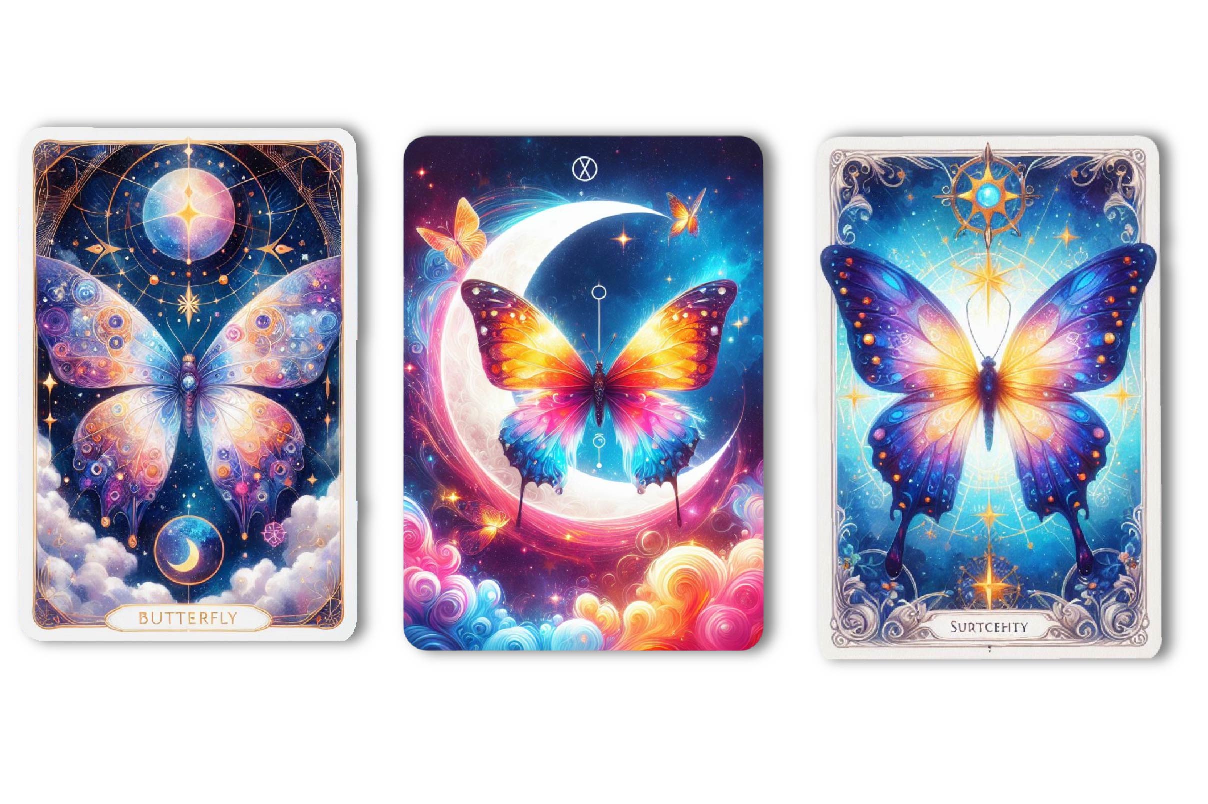 Magic And Celestial Butterfly Tarot Card Clipart Bundle