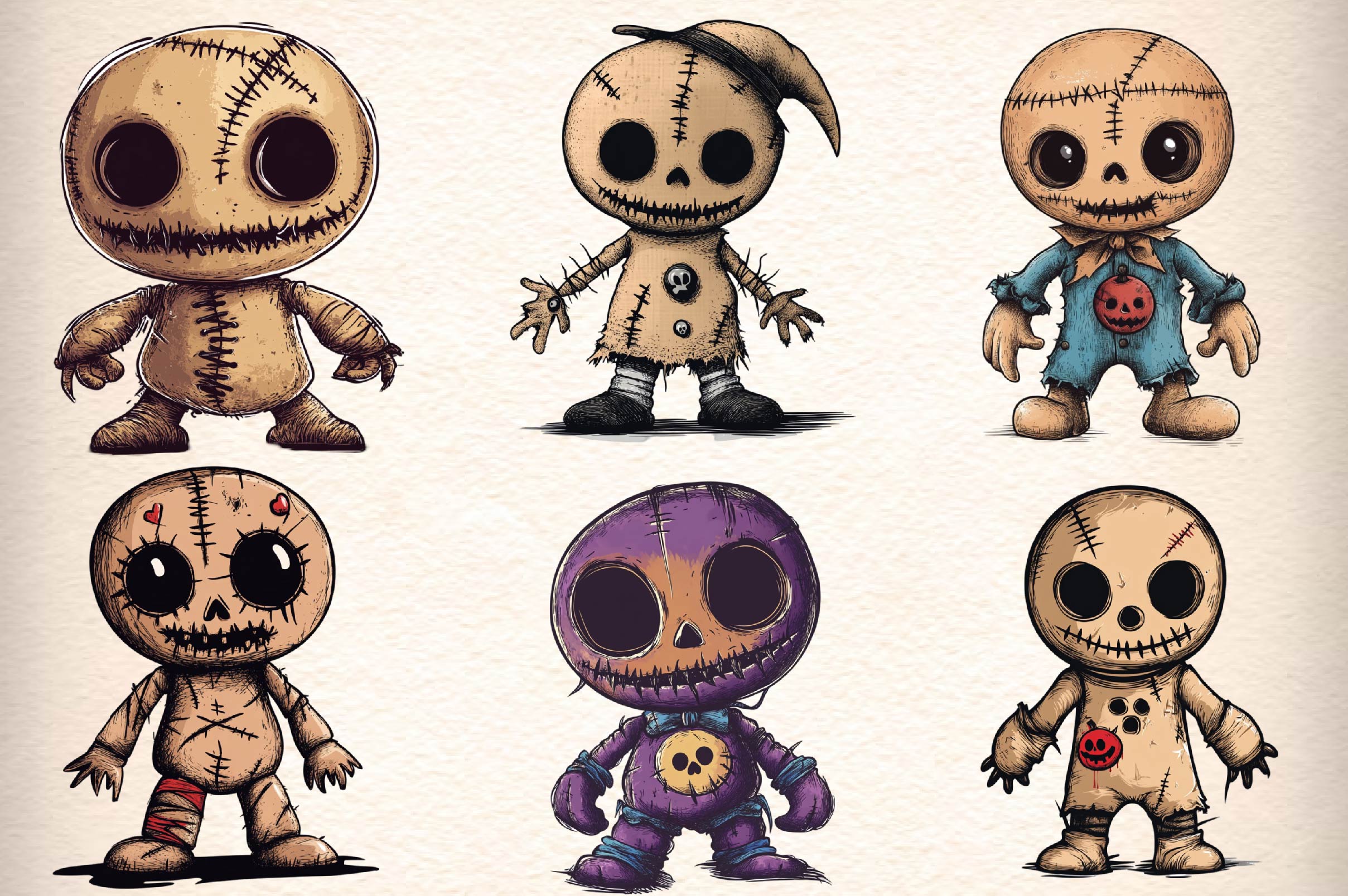 Halloween Gothic Voodoo Doll Clipart Bundle 1