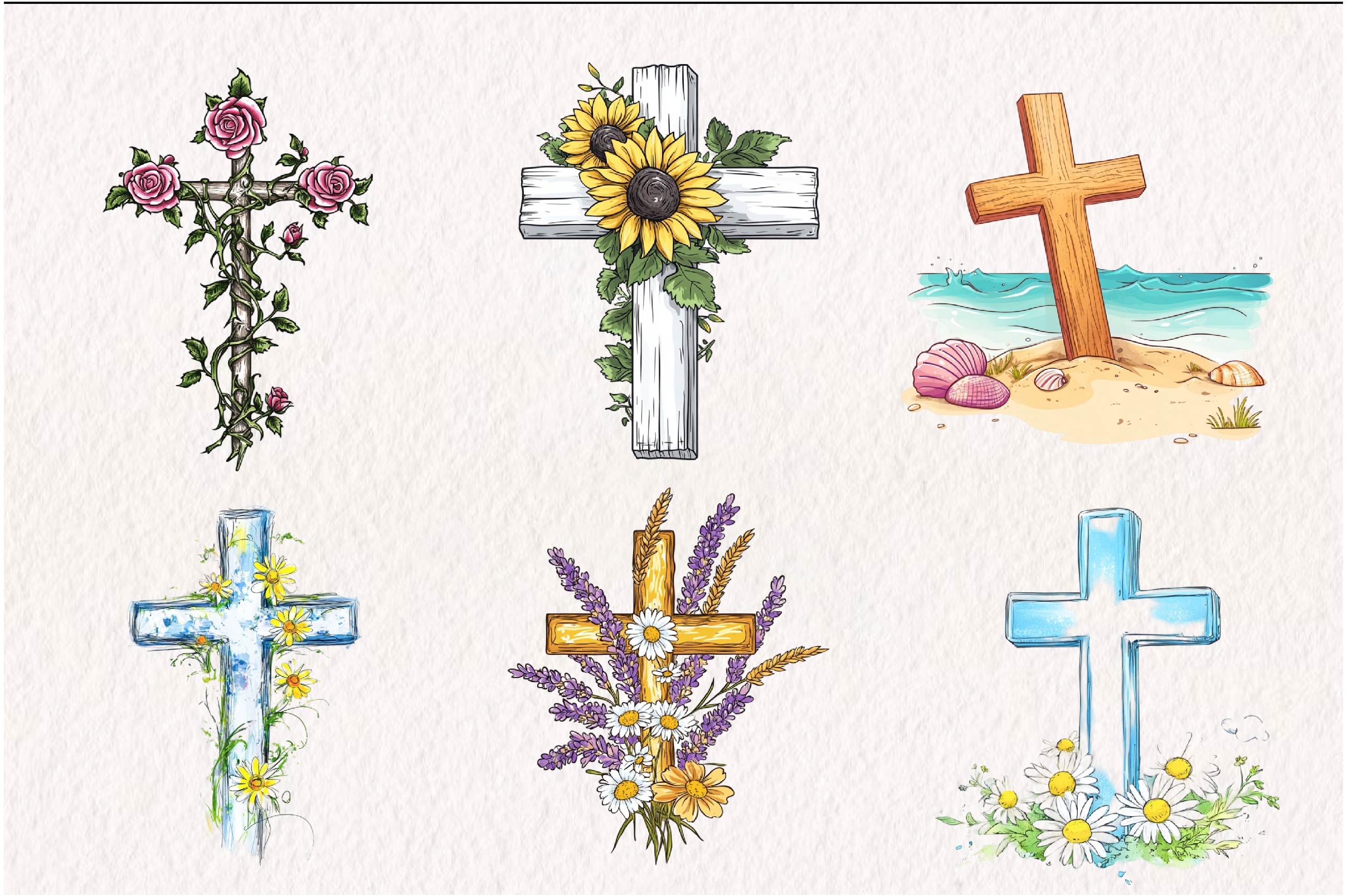 Summer Cross Clipart Bundle