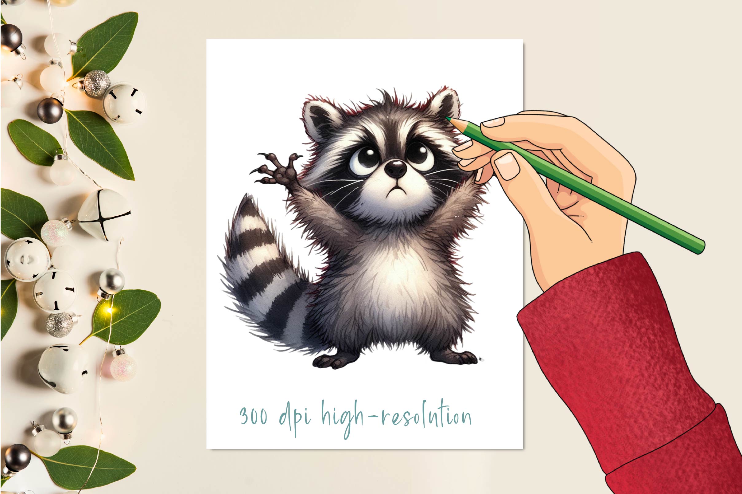 Funny Raccoon Clipart Bundle