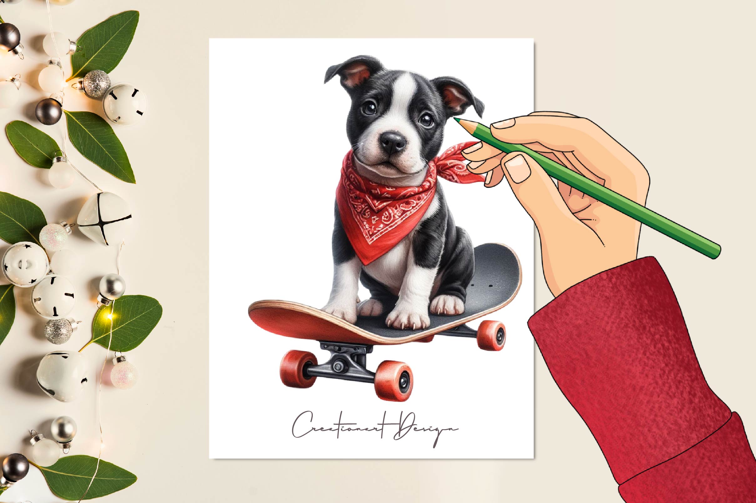 Cute Dogs Black Bandana Clipart Bundle