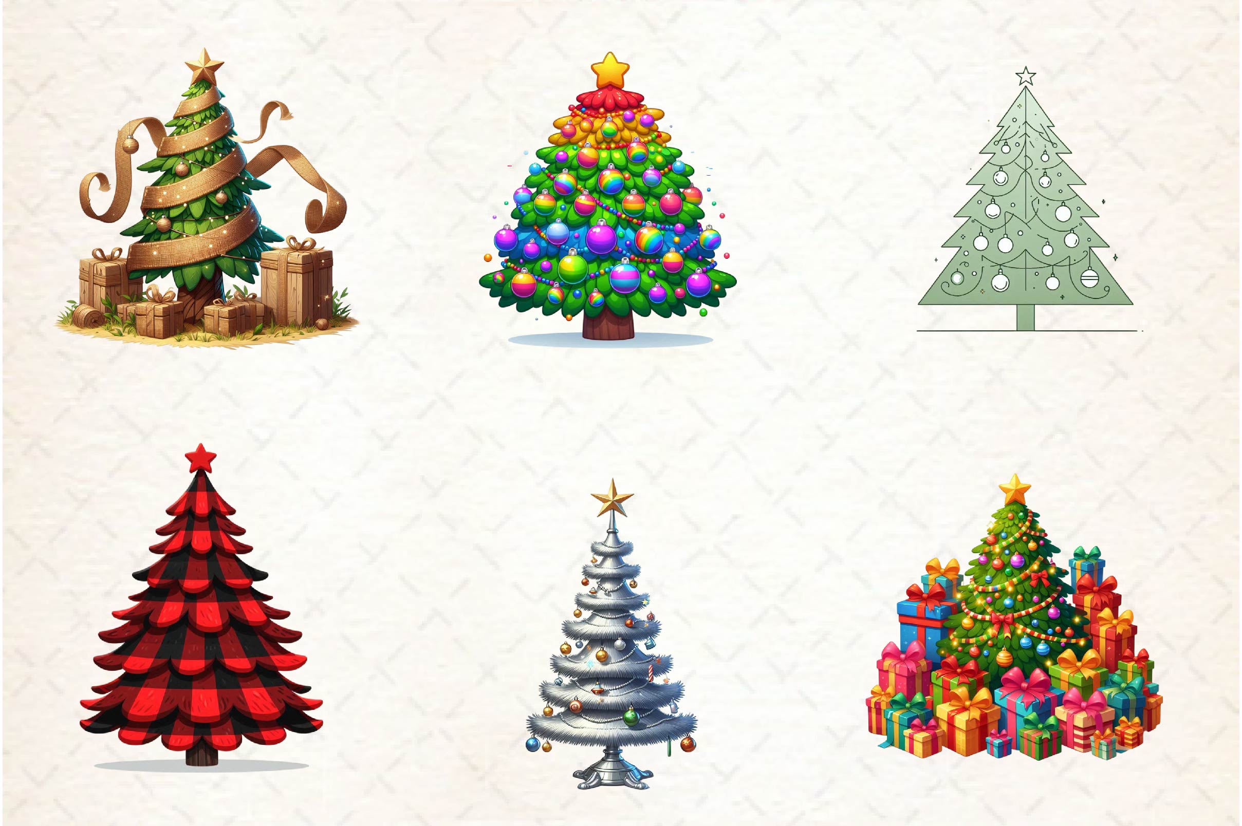 Christmas Tree Clipart Bundle 3