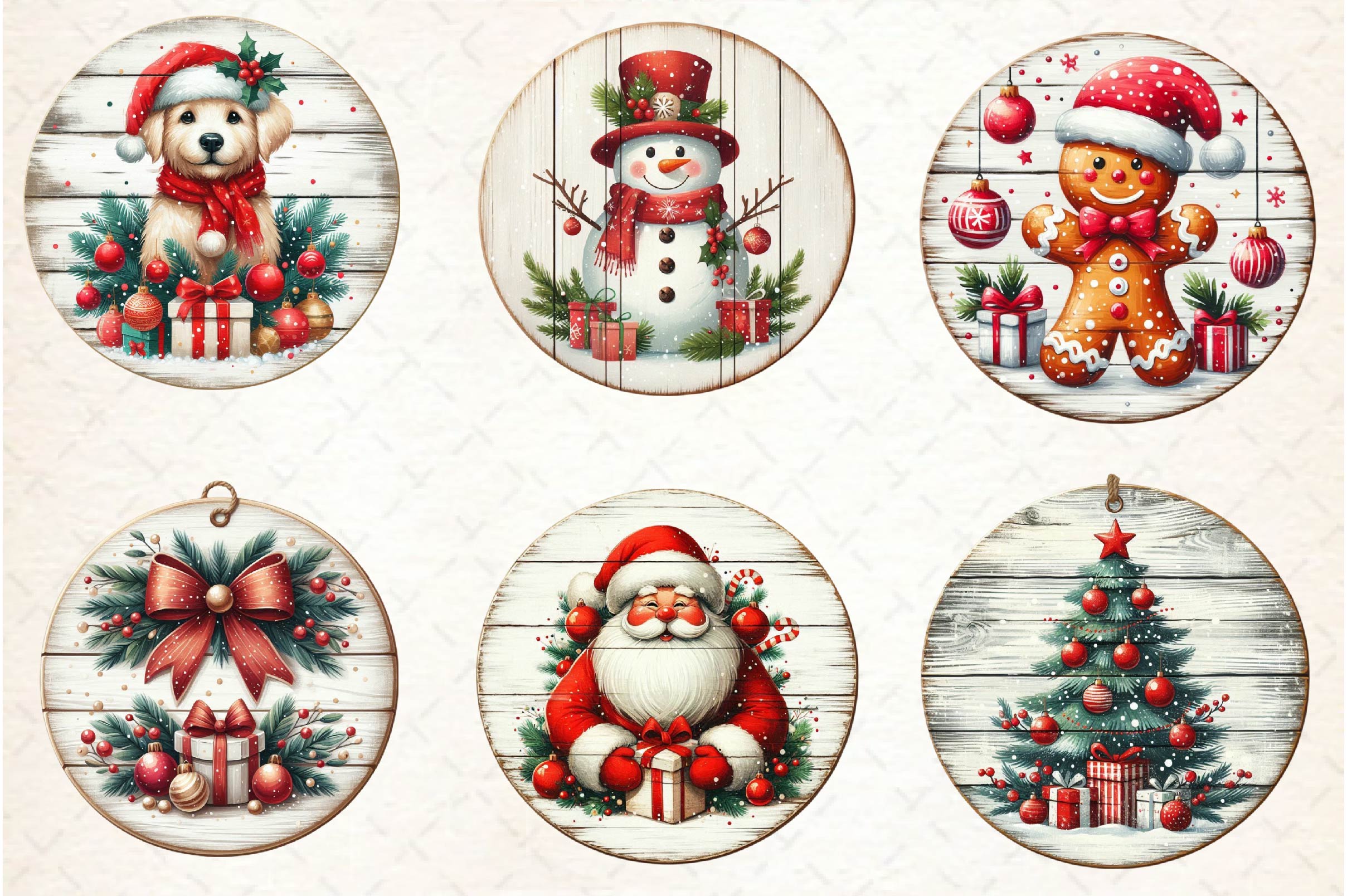 Vintage Christmas Ornaments Clipart Bundle