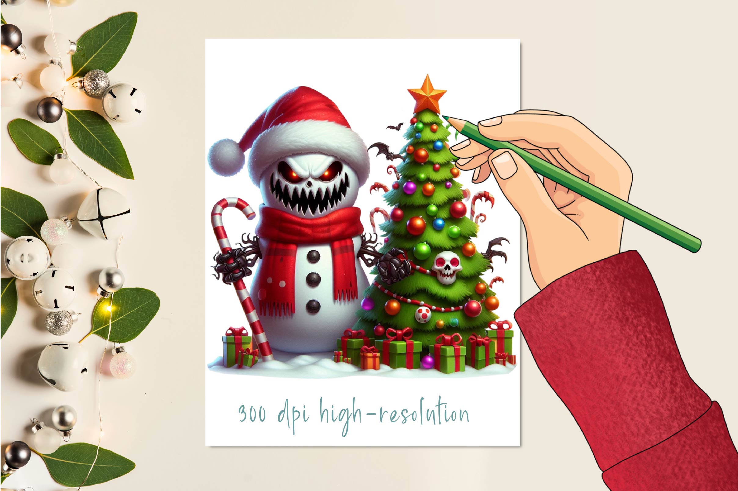 Christmas Scary Snowman Clipart Bundle