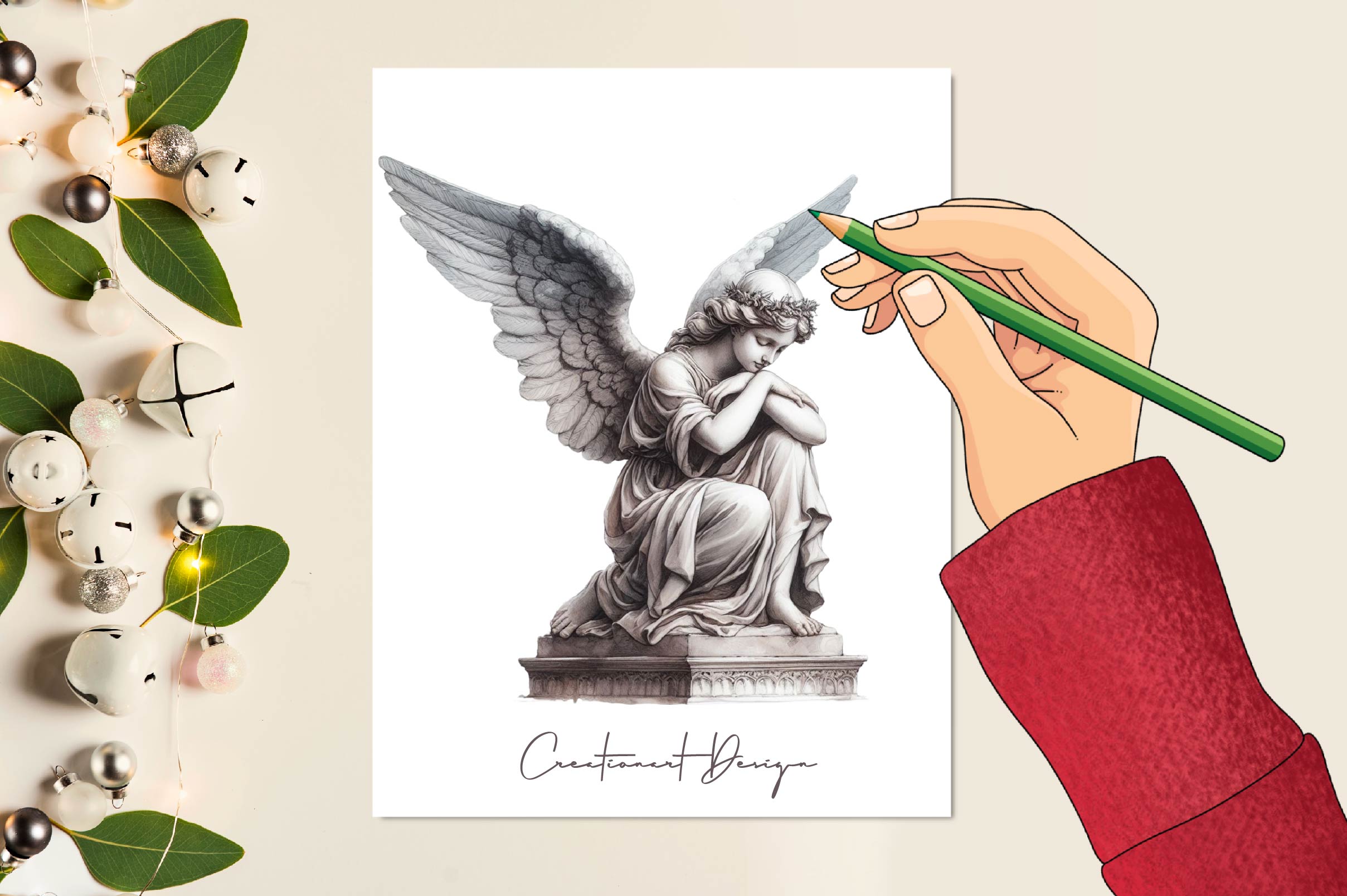 Angel Statues Clipart Bundle