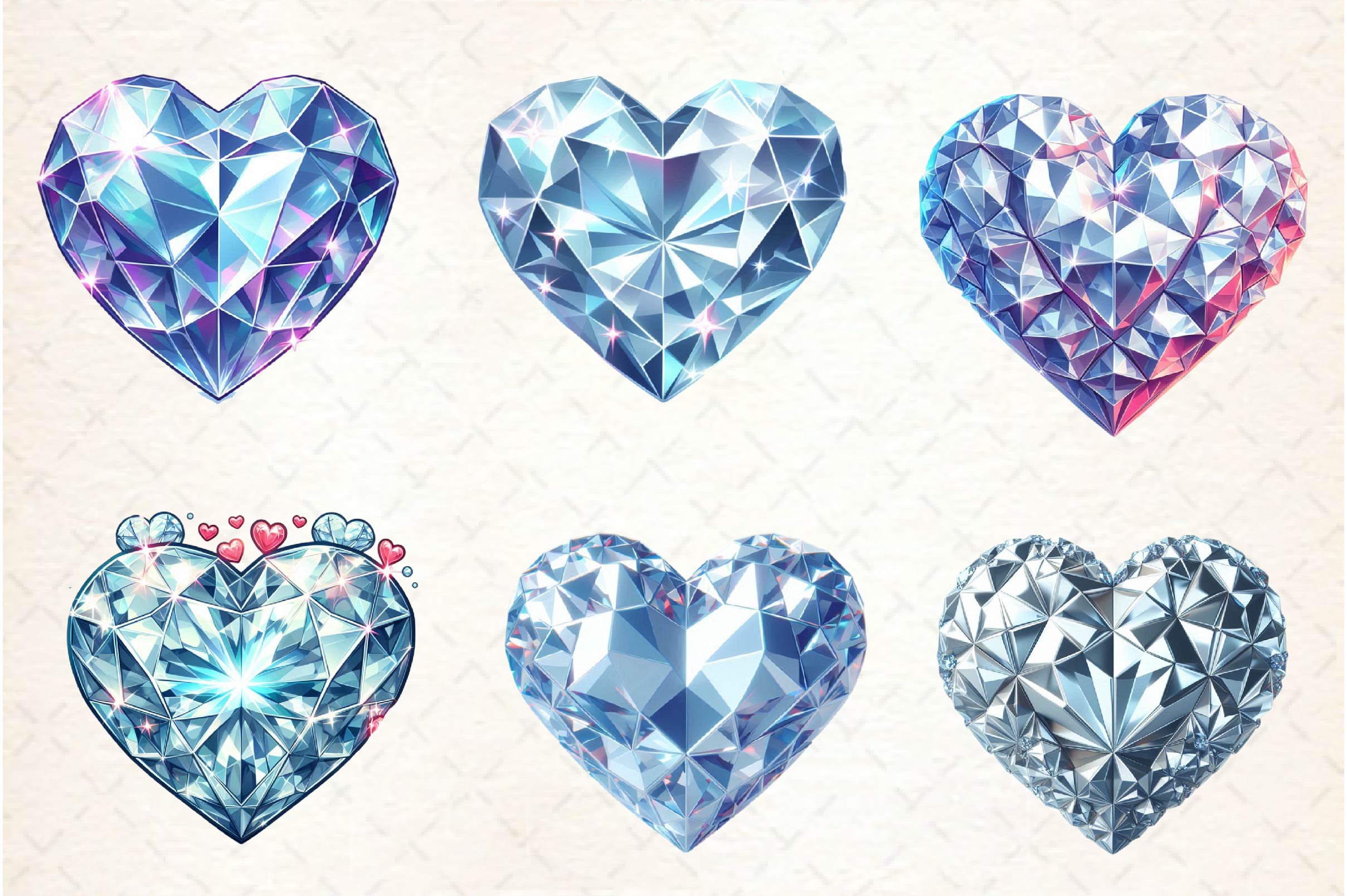 Diamonds Hearts Valentines Day Clipart Bundle
