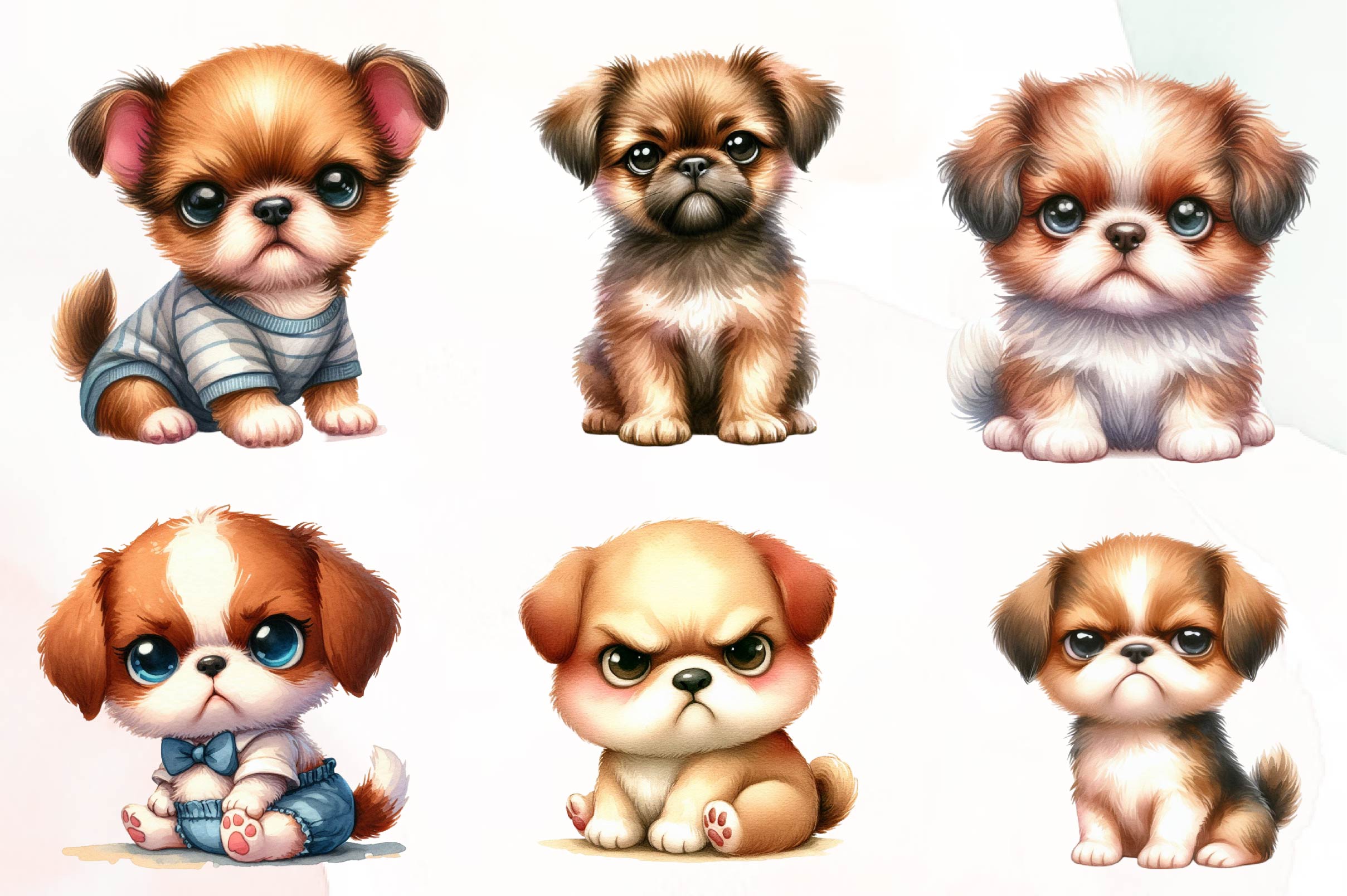 Funny Grumpy Dogs Clipart Bundle
