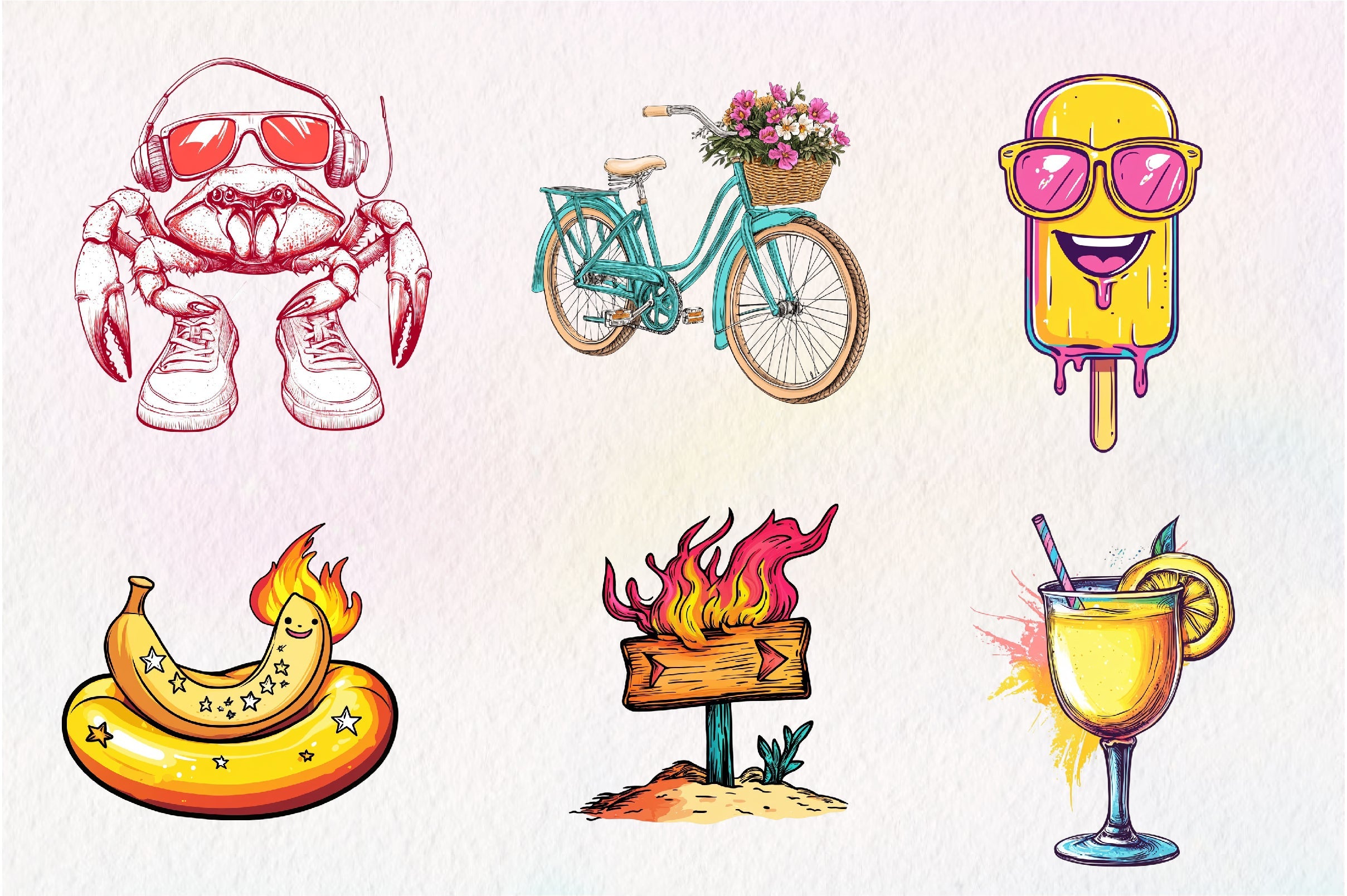 Funky Summer Clipart Bundle