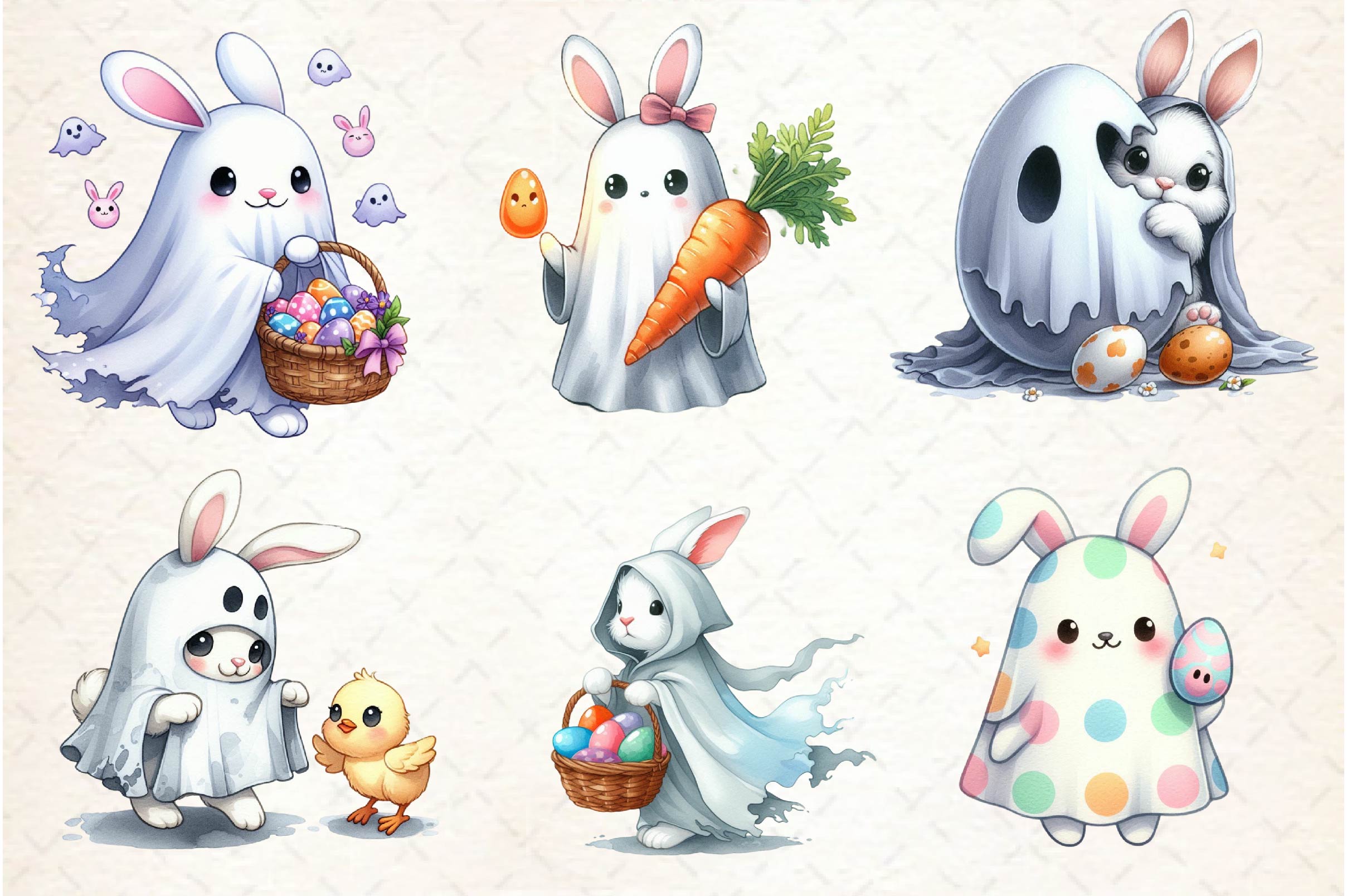 Easter Ghost Rabbit Clipart Bundle