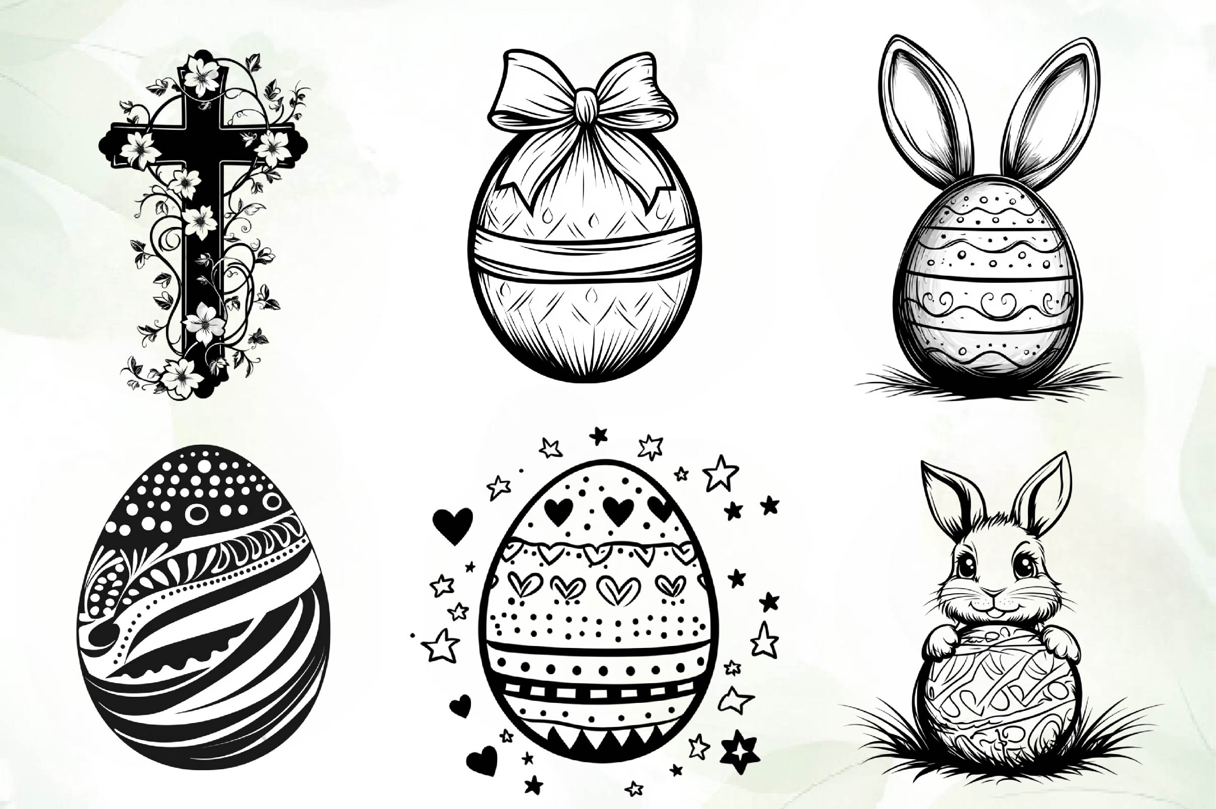 Black And White Easter Day Clipart Bundle