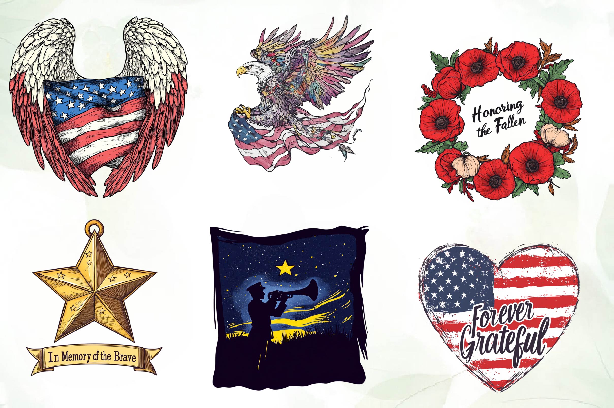 In Memory Of The Brave Design Clipart Bundle