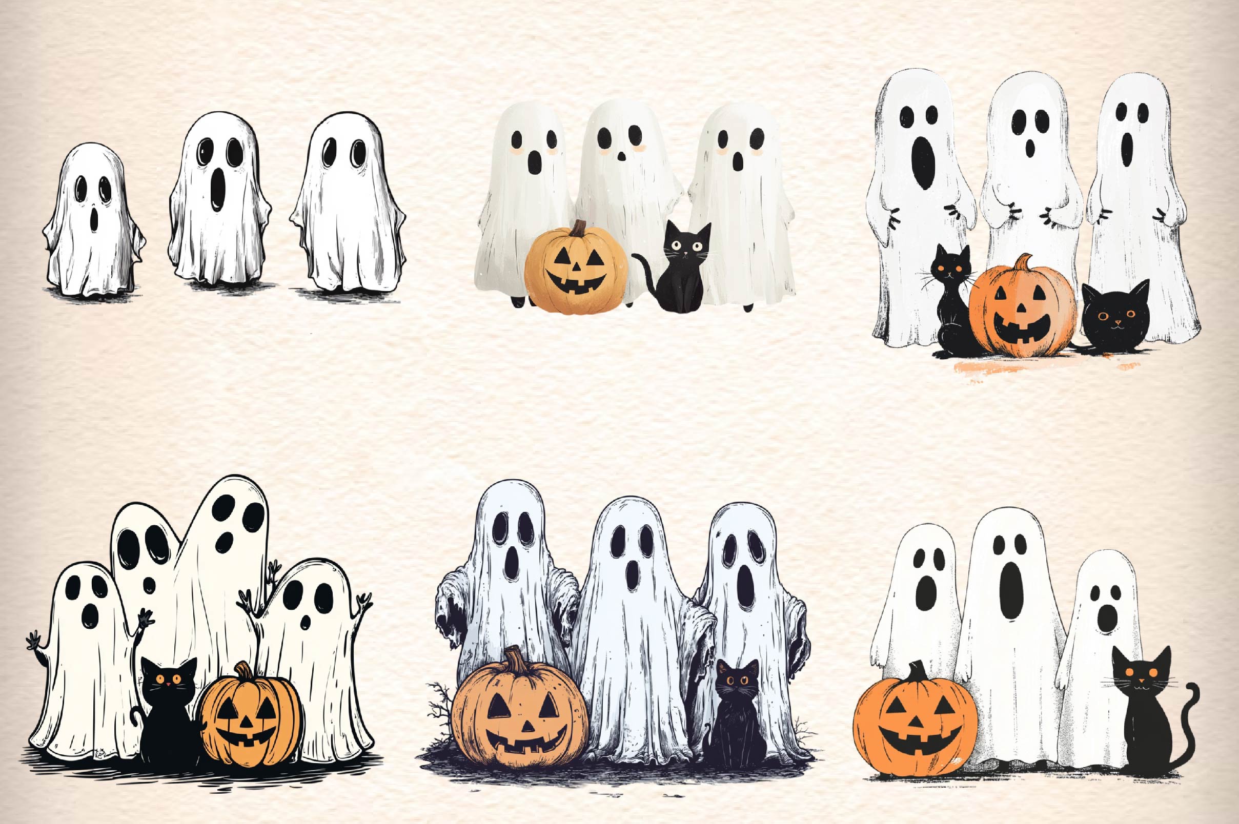 Funny Autumn Ghost Clipart Bundle