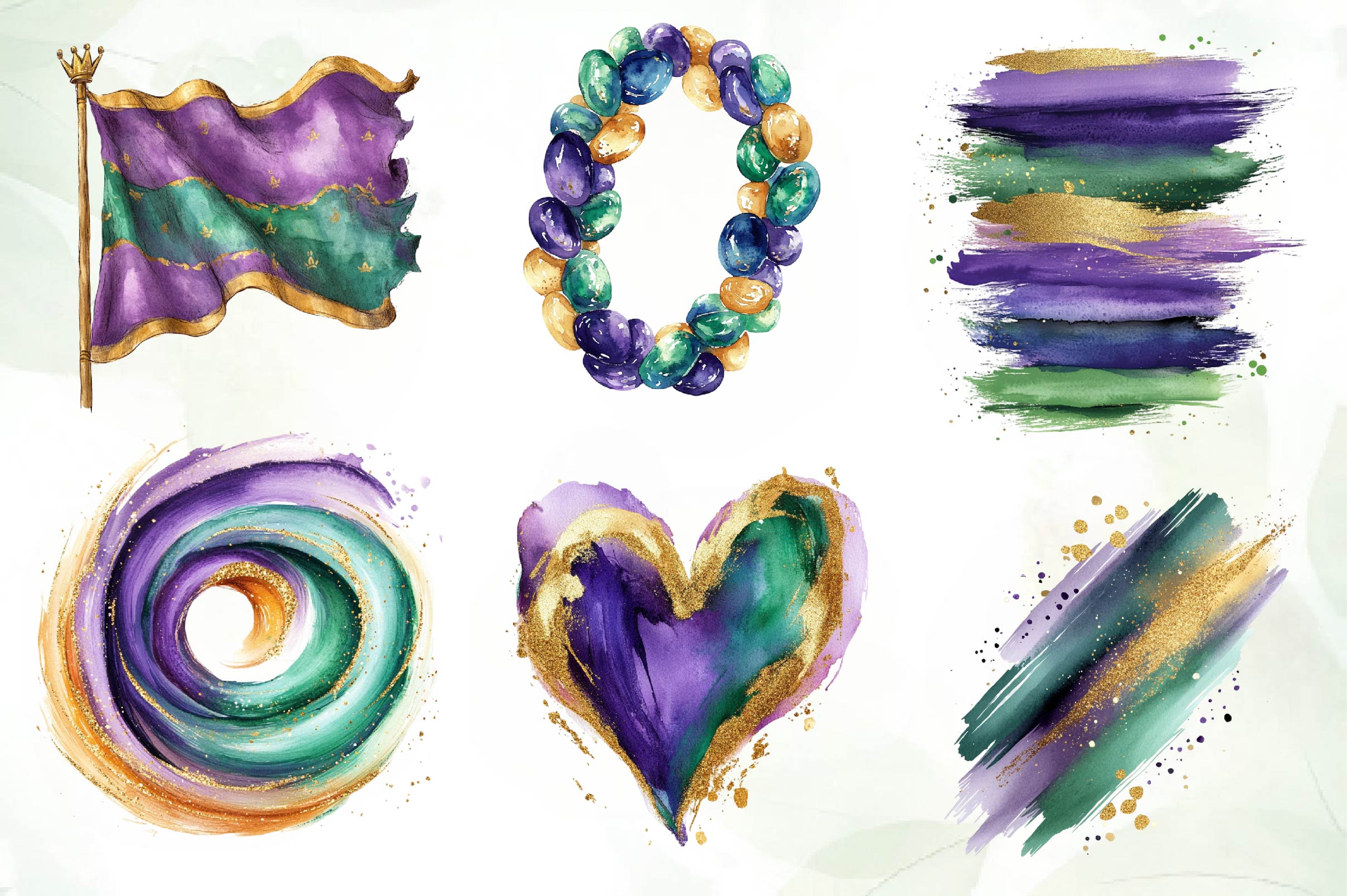 Brush Mardi Gras Clipart Bundle