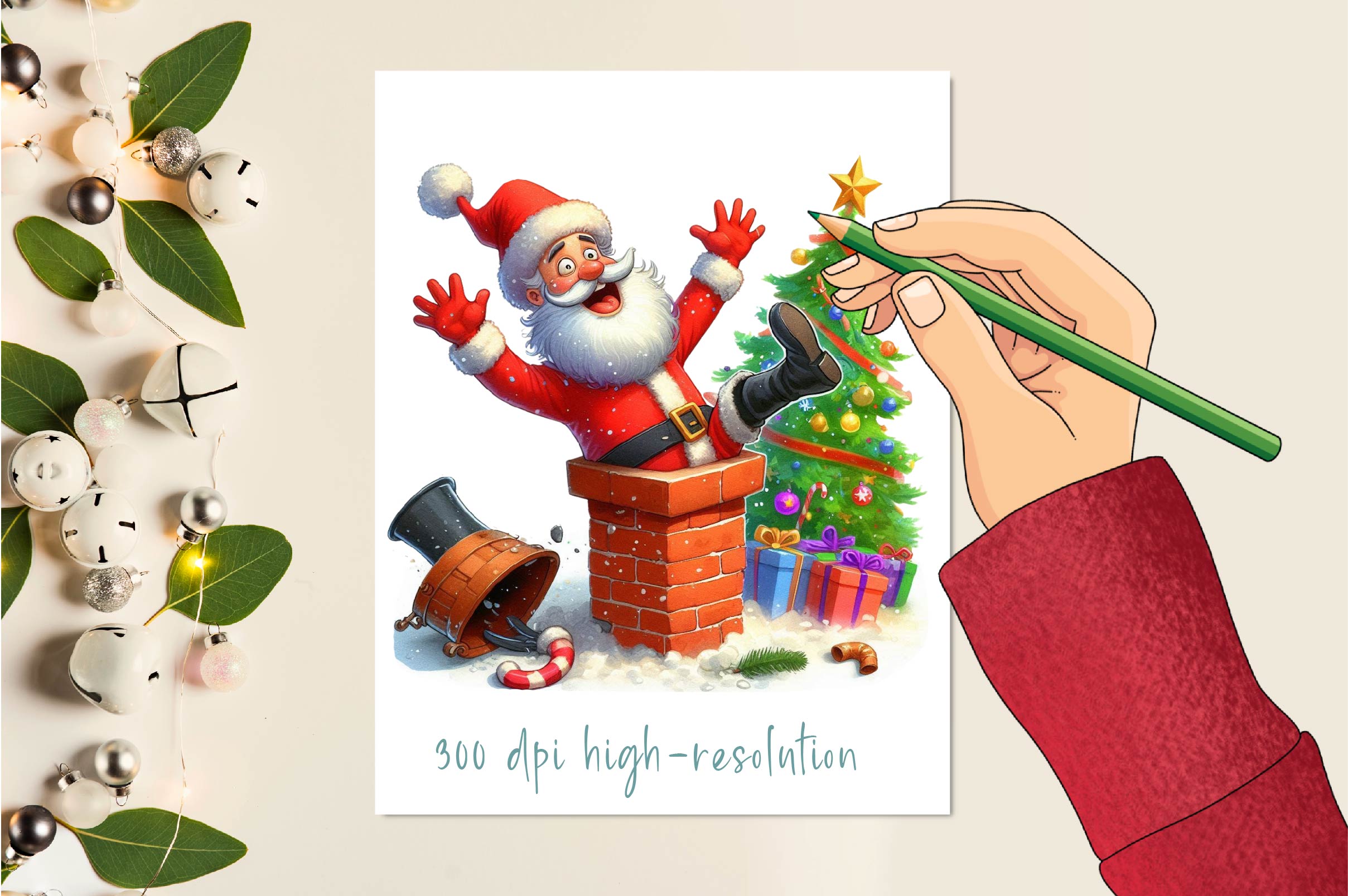 Funny Christmas Santa Clipart Bundle 1