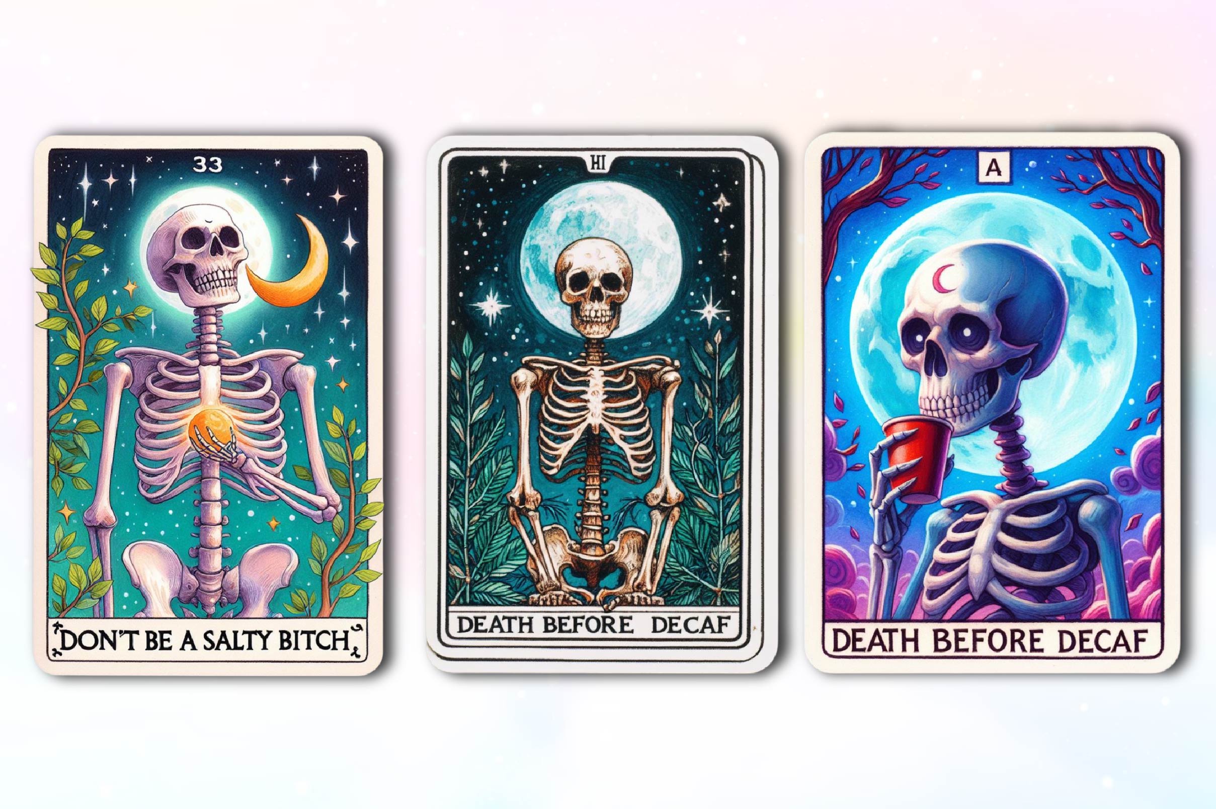 Sarcastic Skeleton Tarot Card Clipart Bundle