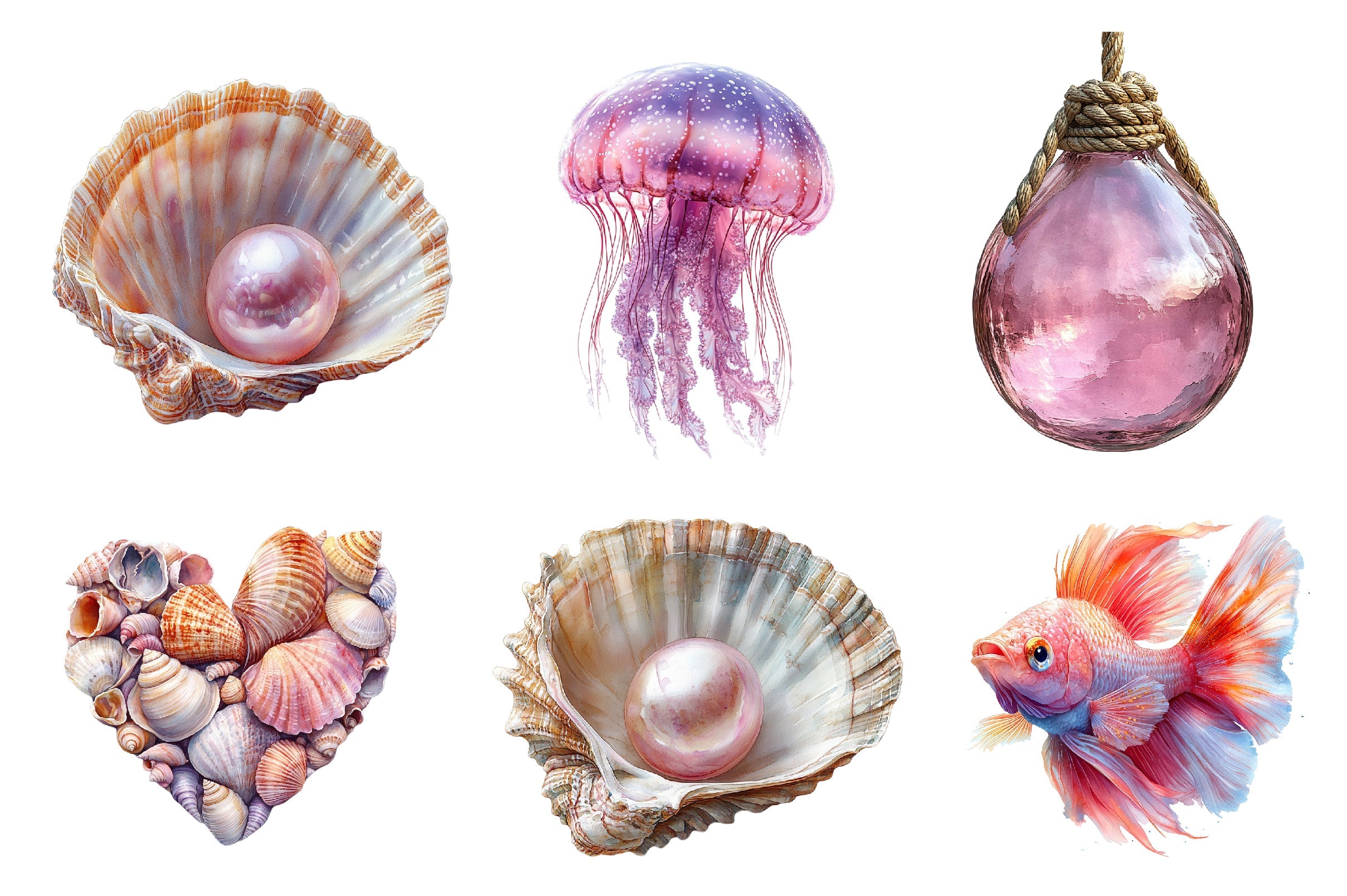 Pink Sea Adventure Clipart Bundle