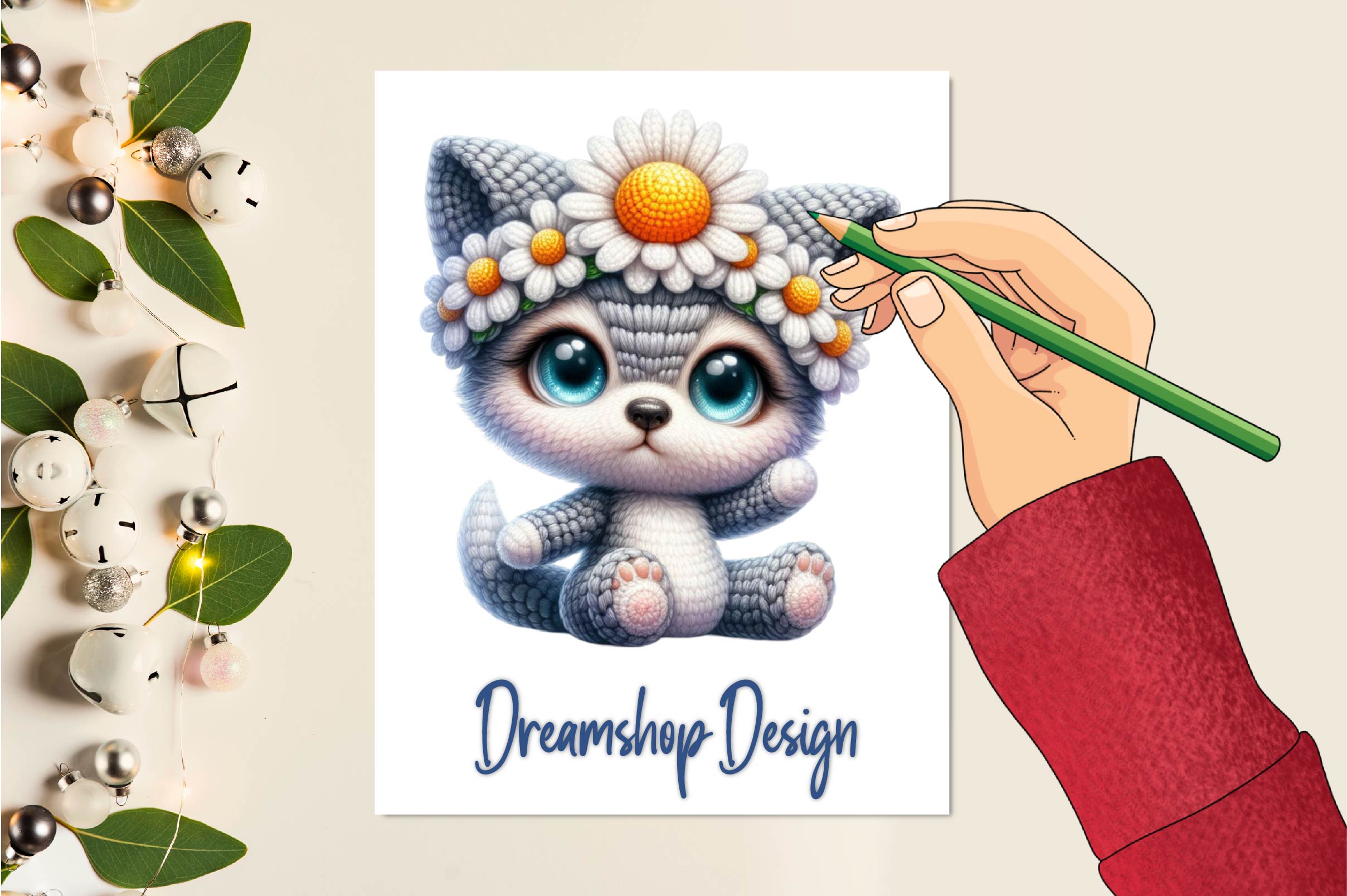 Crochet Animals And Flowers Clipart Bundle