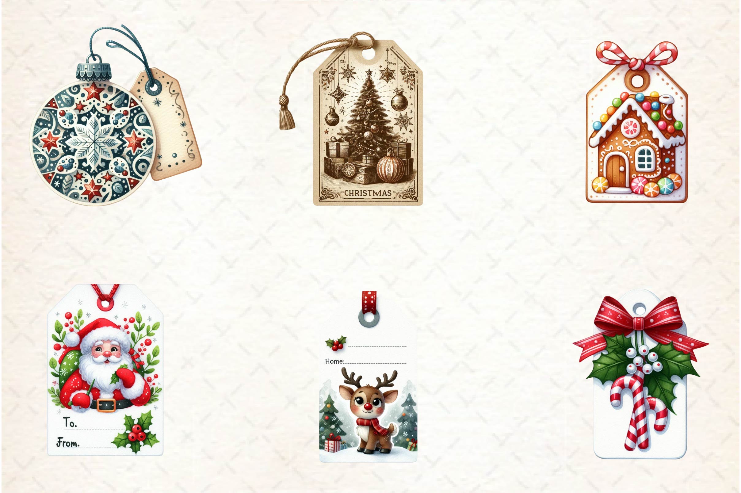 Christmas Gift Tag Clipart Bundle