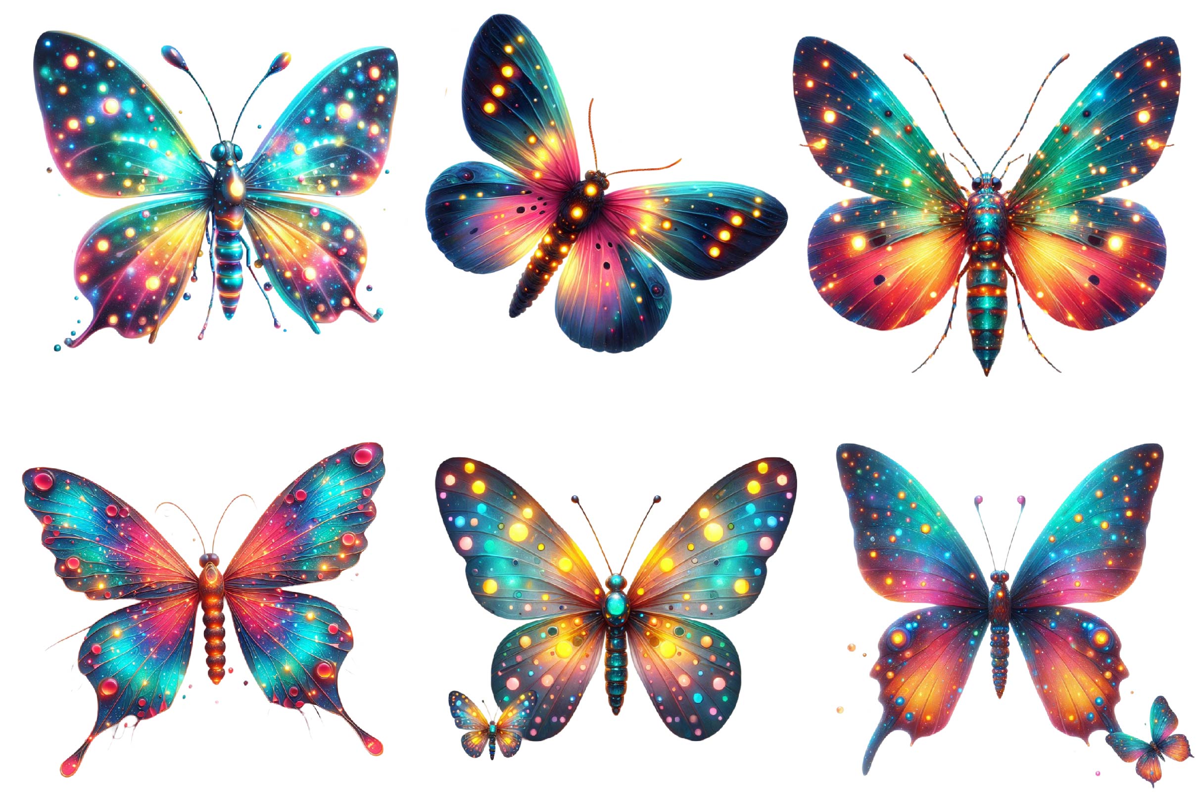 Fireflies Butterfly Clipart Bundle