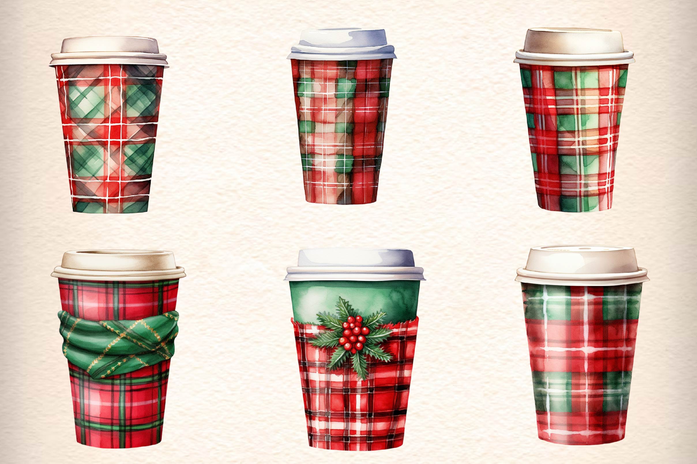 Christmas Coffee Cup Clipart Bundle 1