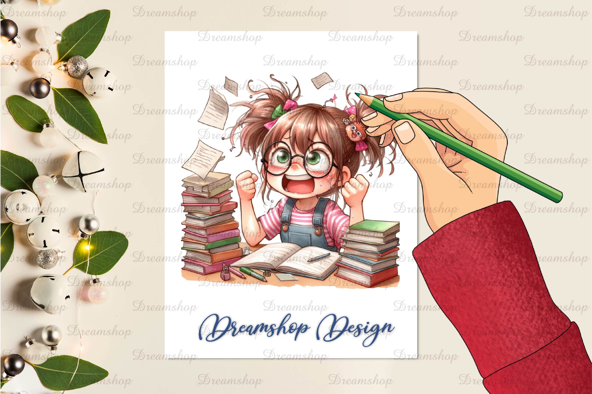 Girl Studying Clipart Bundle