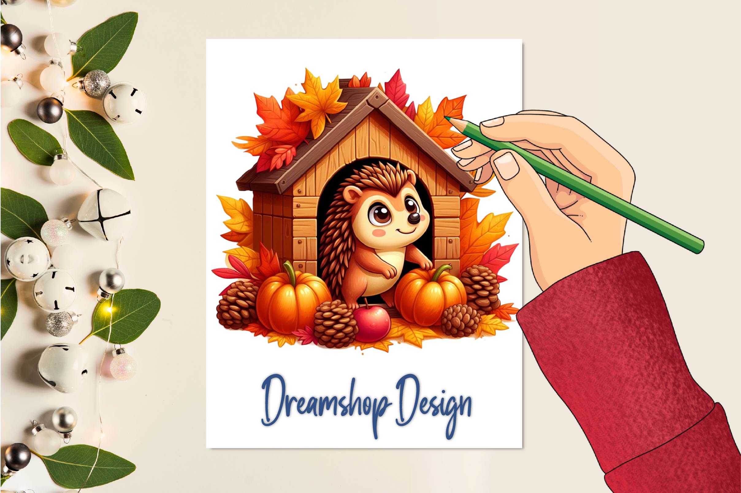 Autumn Hedgehog With House Clipart Bundle