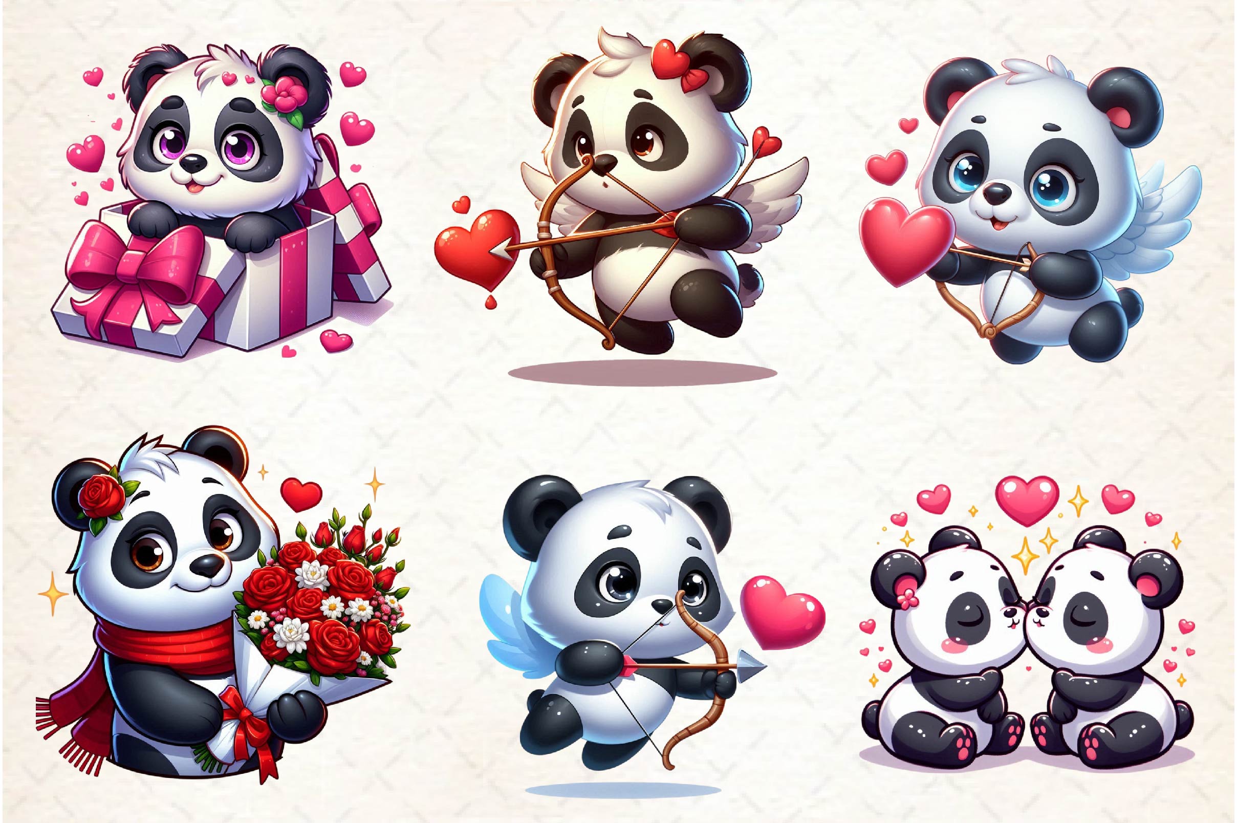 Pandas Valentines Day Clip Art Clipart Bundle
