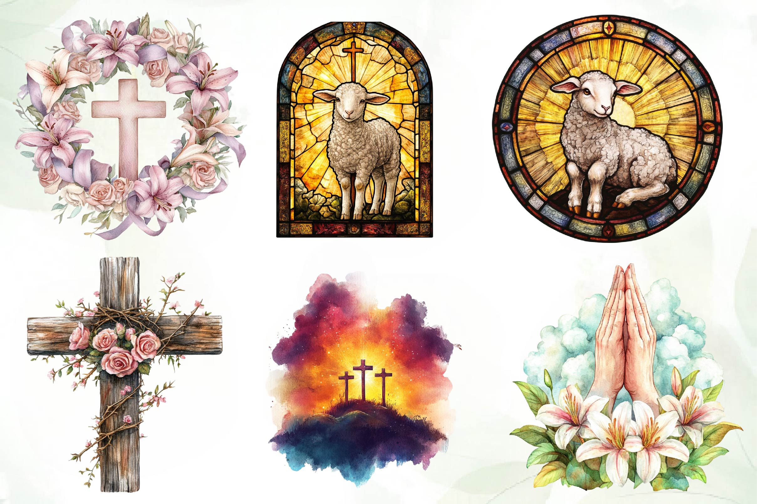 Antique Religious Easter Clipart Bundle