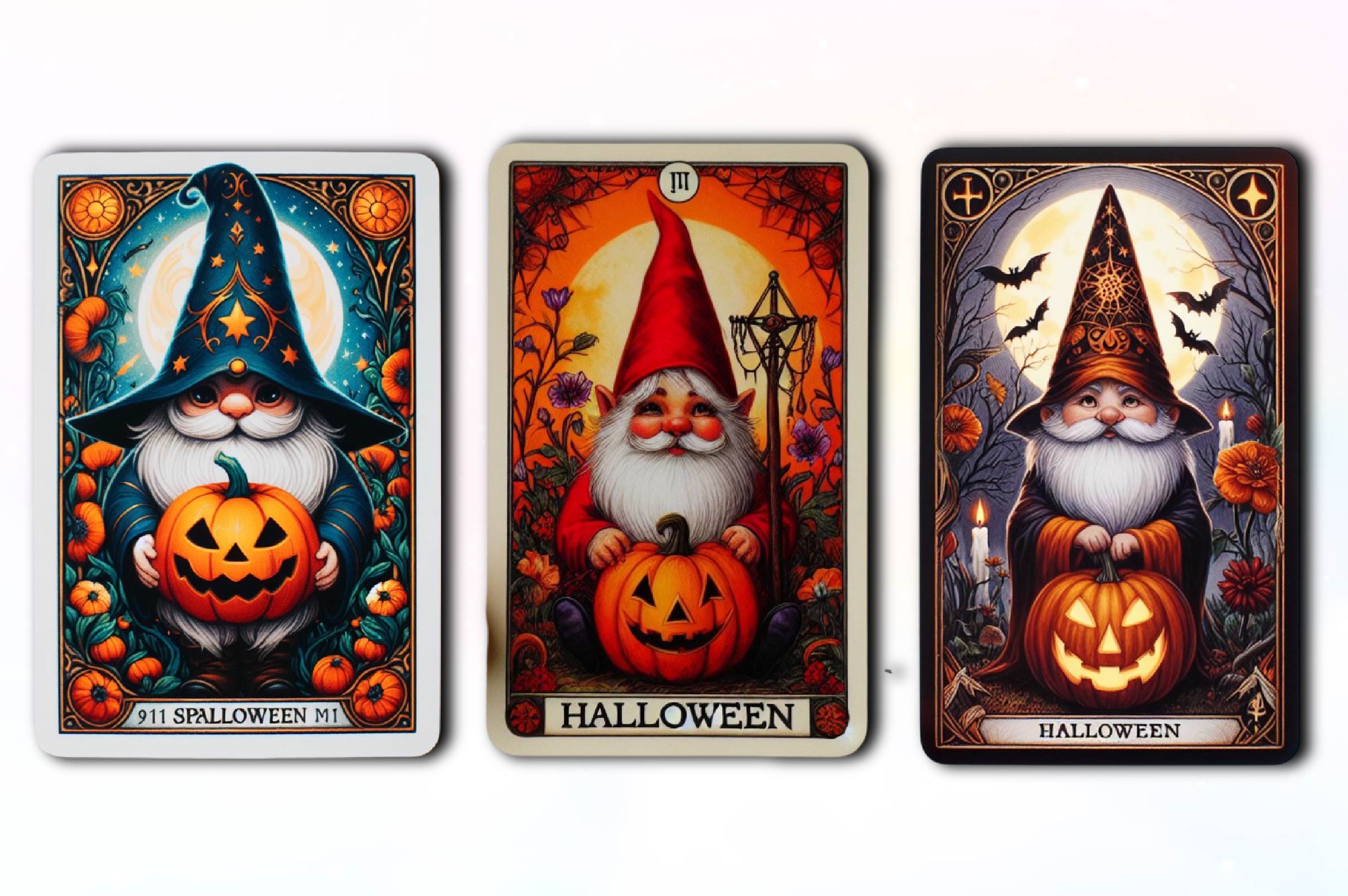 Halloween Gothic Gnome Tarot Card Clipart Bundle