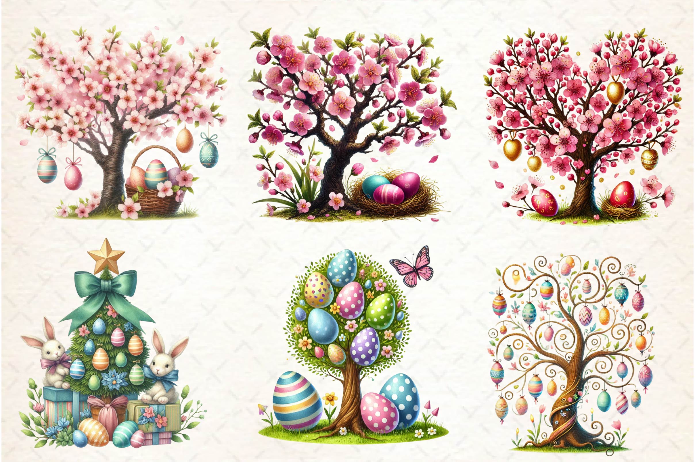 Easter Tree Clipart Bundle
