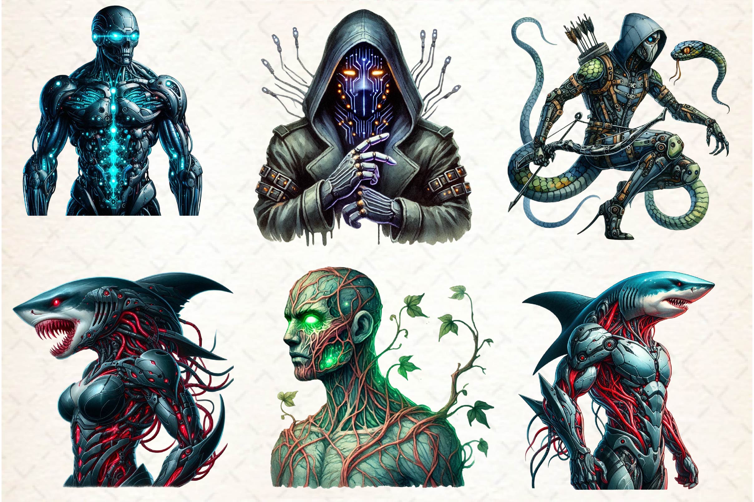 Biopunk Character Clipart Bundle