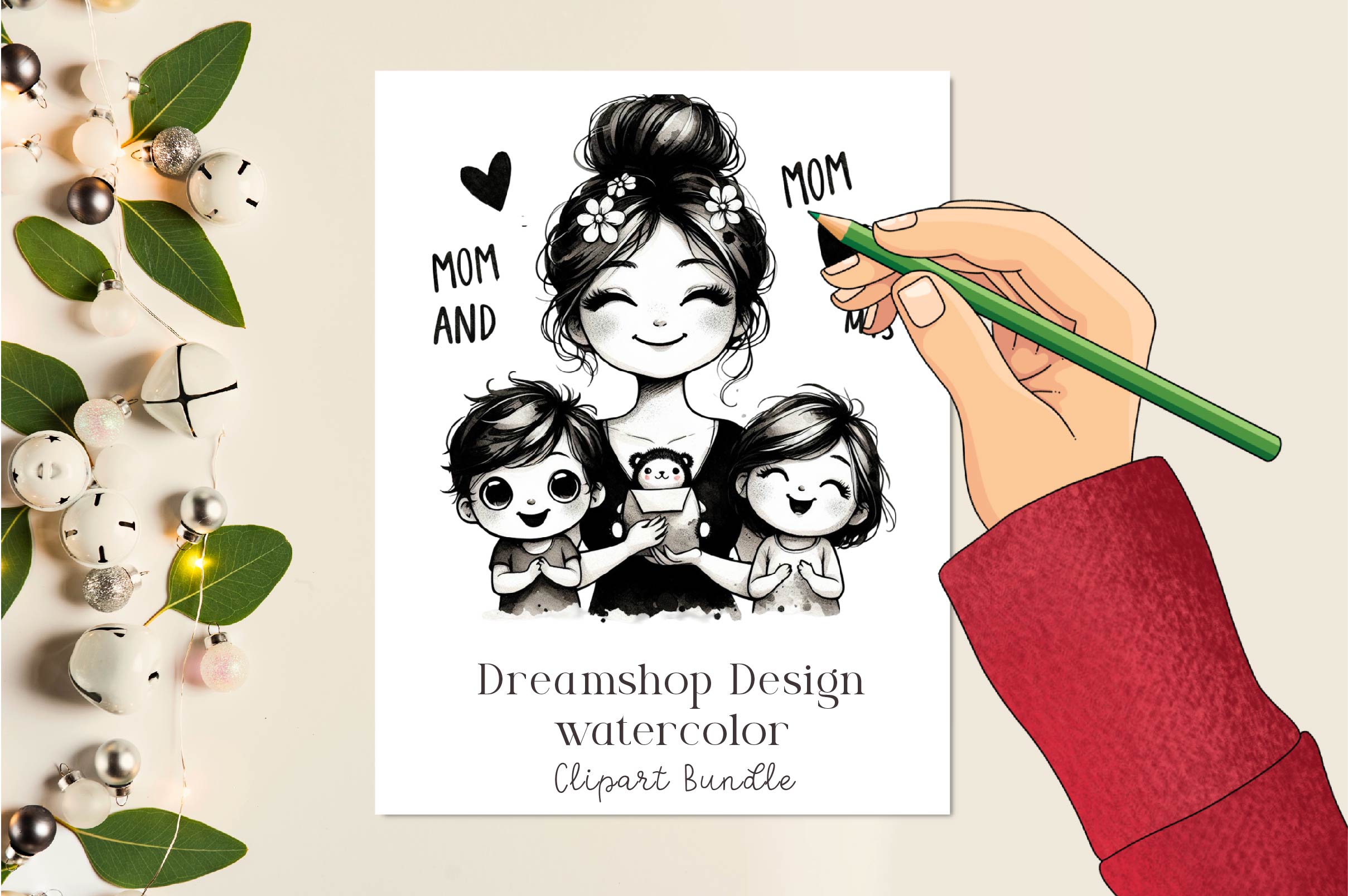 Mother Daughter And Son Clipart Bundle
