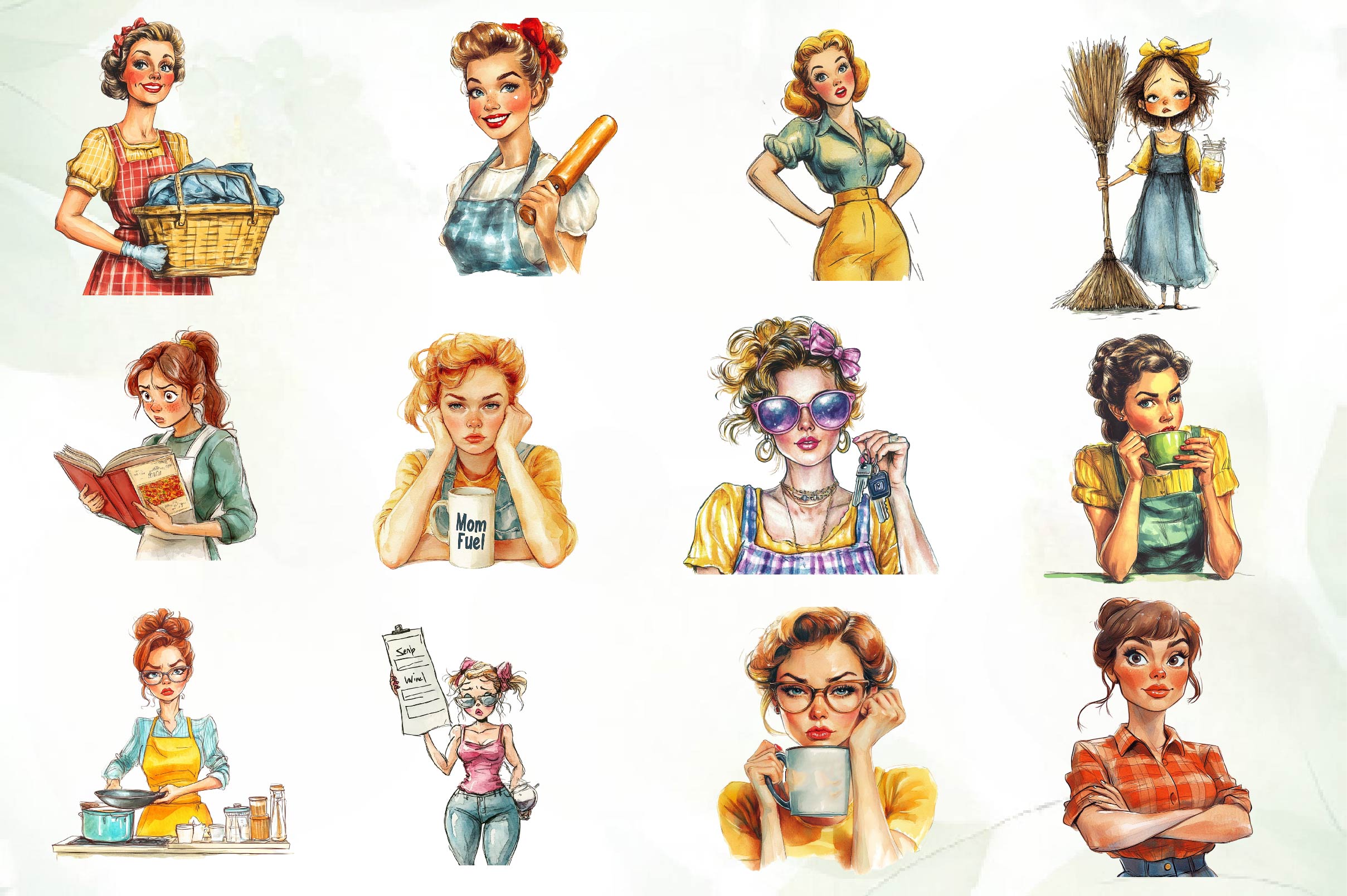 Sarcastic Housewife Clipart Bundle