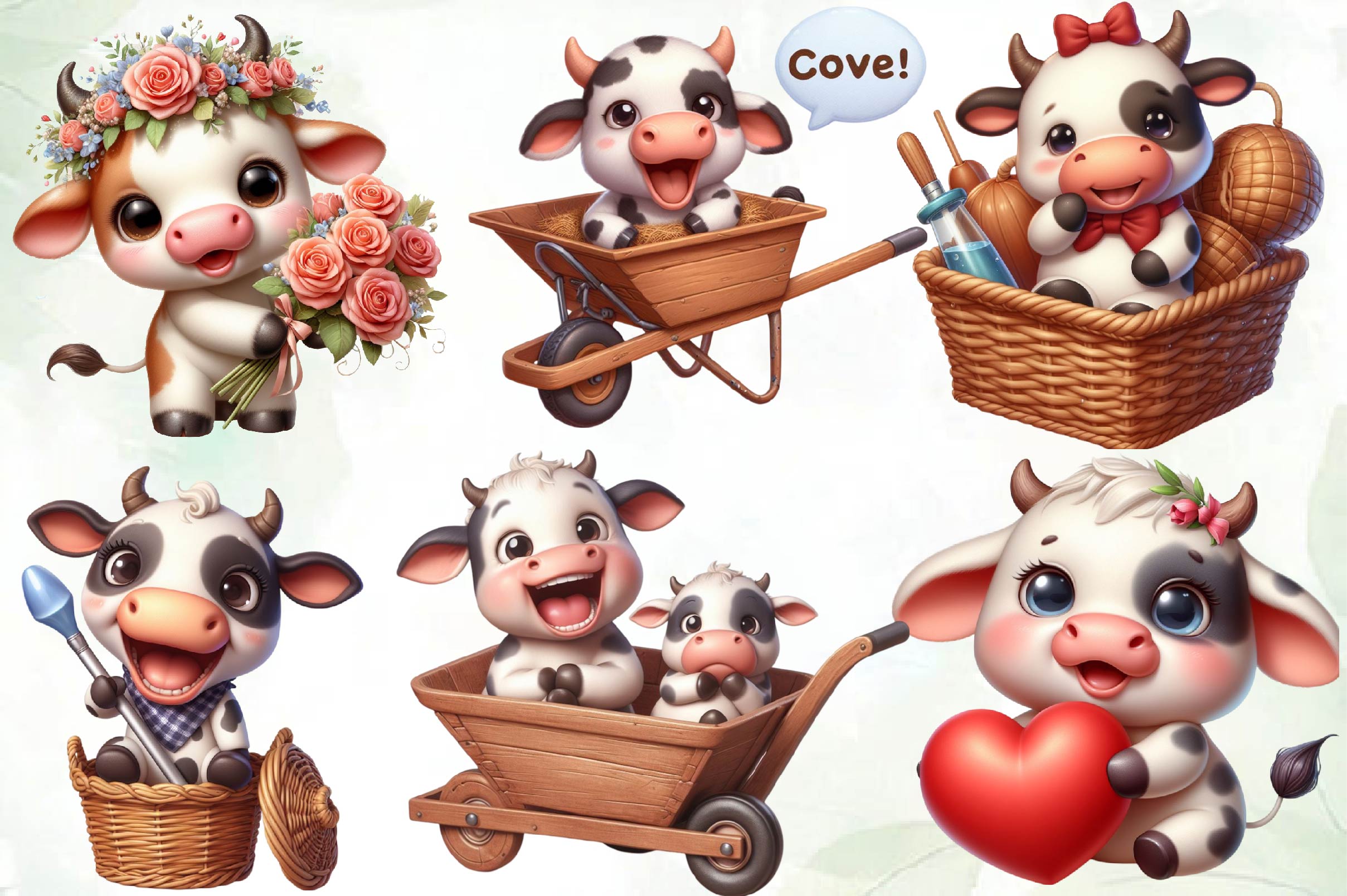 Cute Jokes Cow Clipart Bundle