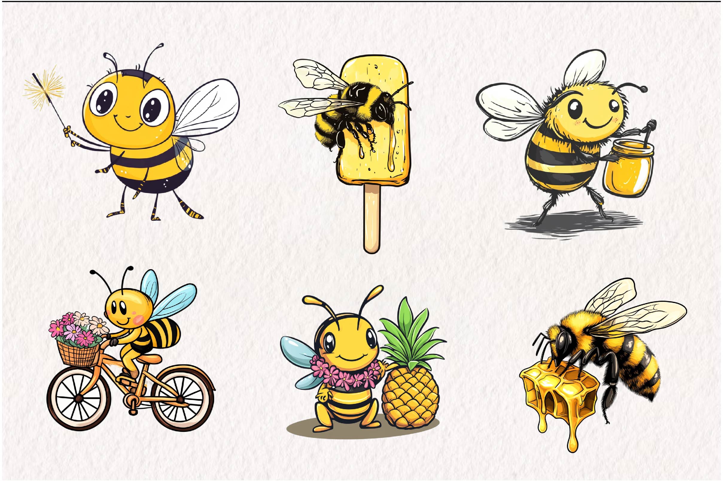 Summer Bee Clipart Bundle