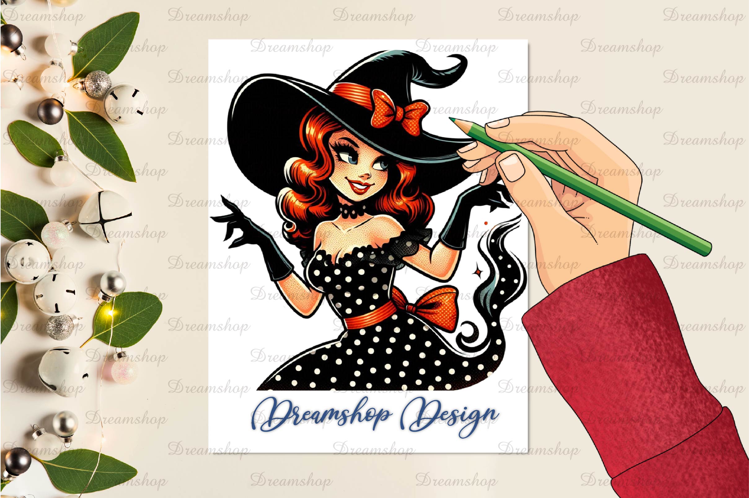 Vintage Halloween Pin Up Girl Clipart Bundle